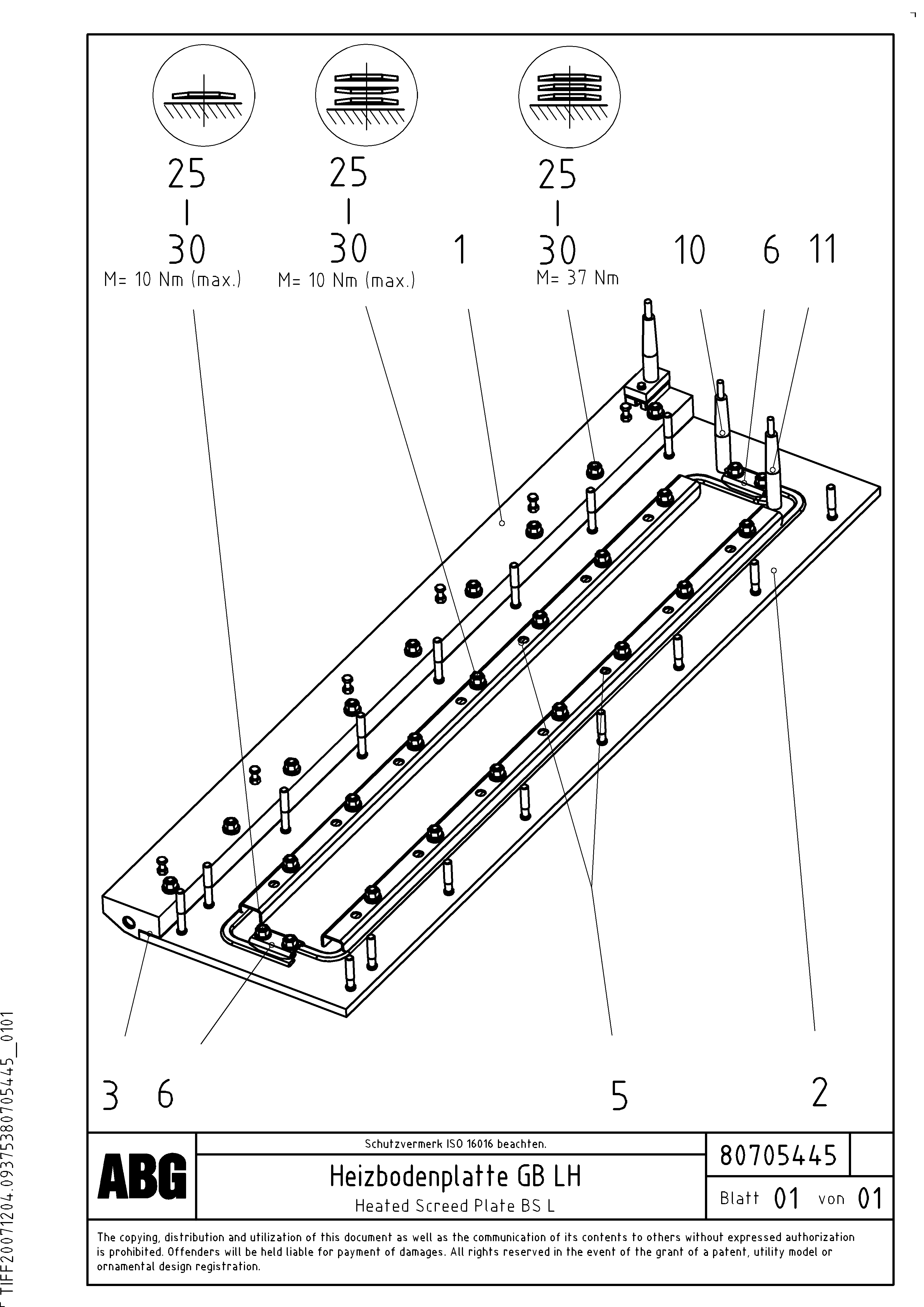 Схема запчастей Volvo PF6110 - 91603 Heated base plate for basic screed OMNI 1001 ATT. SCREEDS 3,0 - 9,0M PF6110 PF6160/PF6170