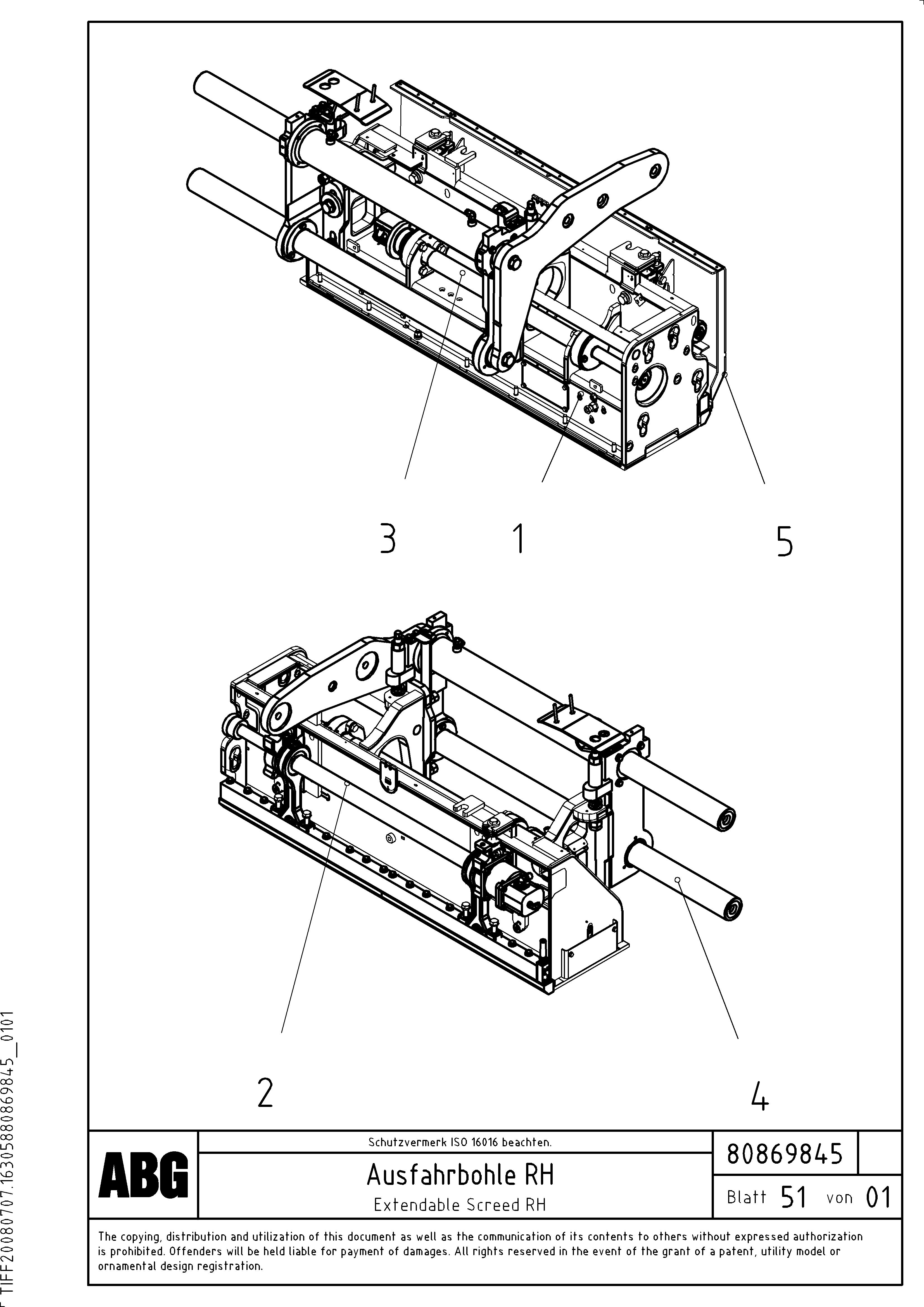 Схема запчастей Volvo PF6110 - 96158 Extendable screed OMNI 1011 ATT. SCREEDS 3,0 - 9,0M PF6110 PF6160/PF6170