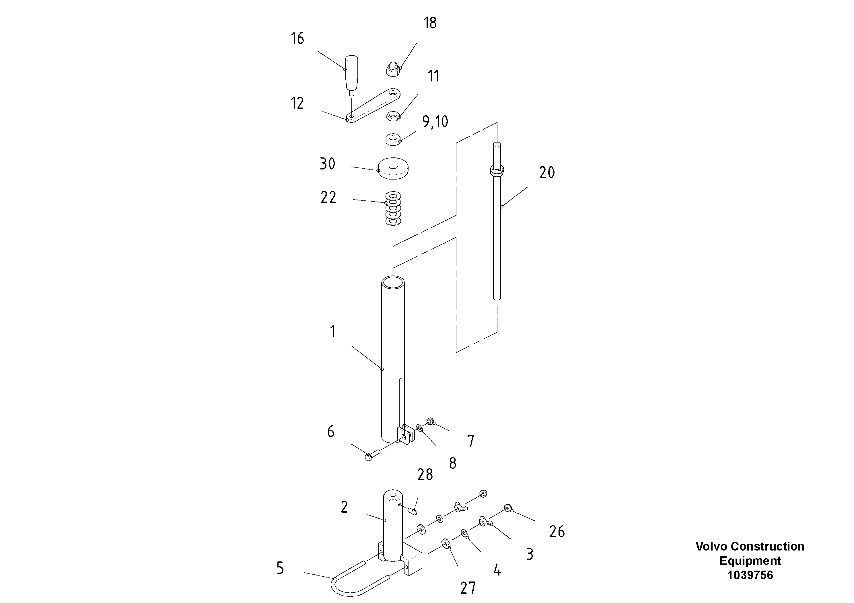 Схема запчастей Volvo PF6110 - 94704 Mechanical control OMNI 1011 ATT. SCREEDS 3,0 - 9,0M PF6110 PF6160/PF6170