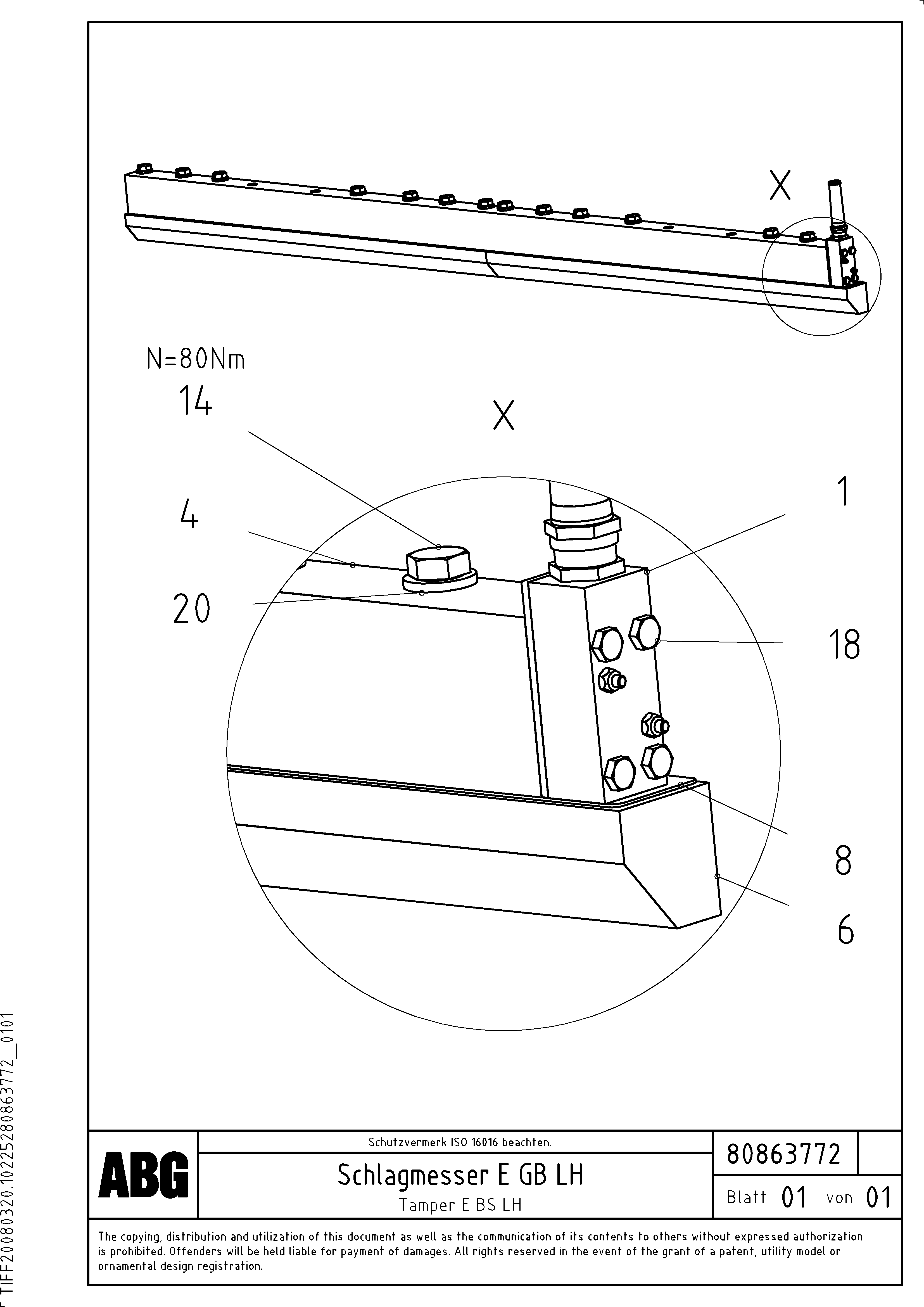 Схема запчастей Volvo PF6110 - 87323 Tamper knife on basic screed OMNI 1011 ATT. SCREEDS 3,0 - 9,0M PF6110 PF6160/PF6170
