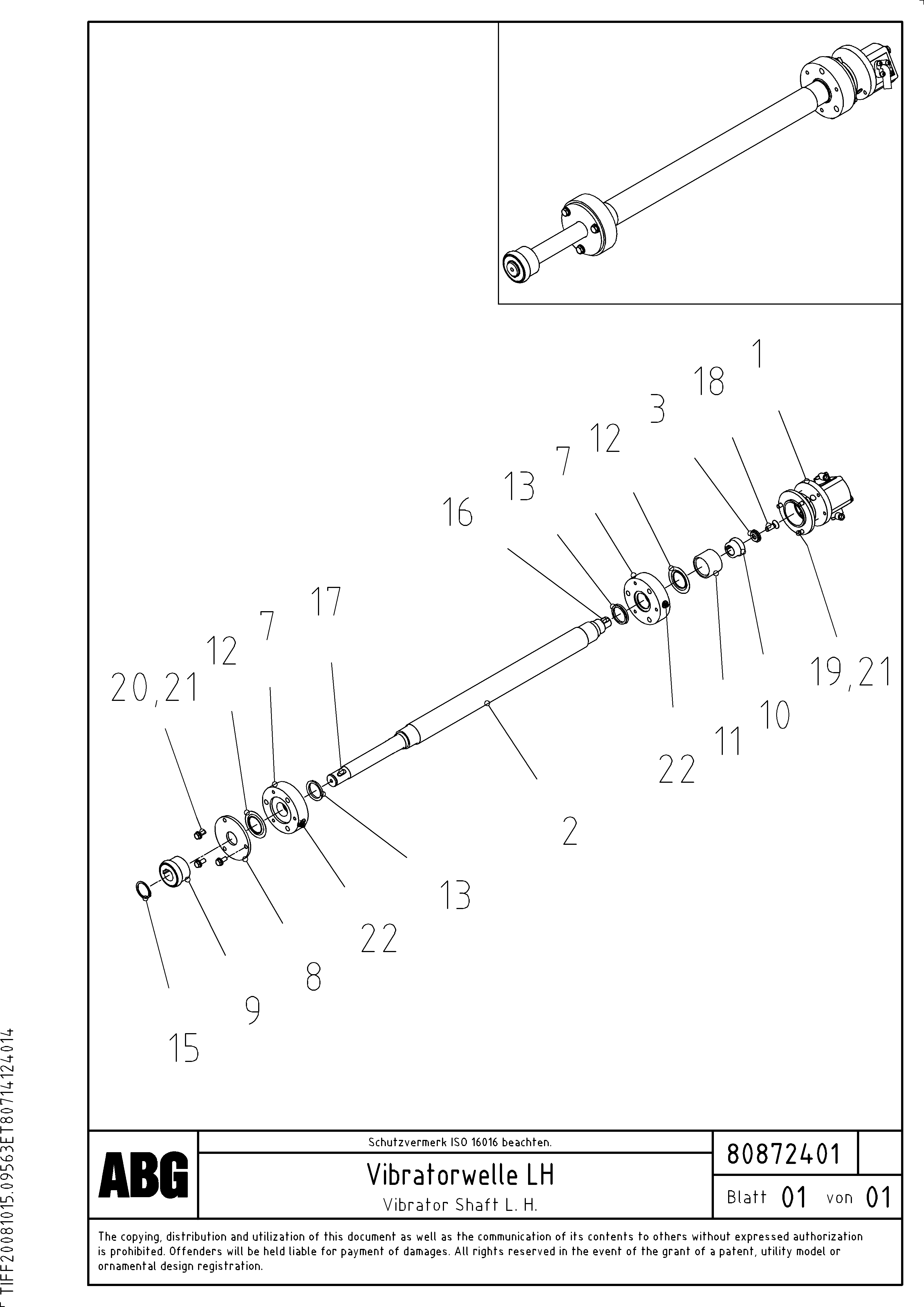 Схема запчастей Volvo PF6110 - 95772 Vibrator shaft for extendable screed OMNI 1011 ATT. SCREEDS 3,0 - 9,0M PF6110 PF6160/PF6170