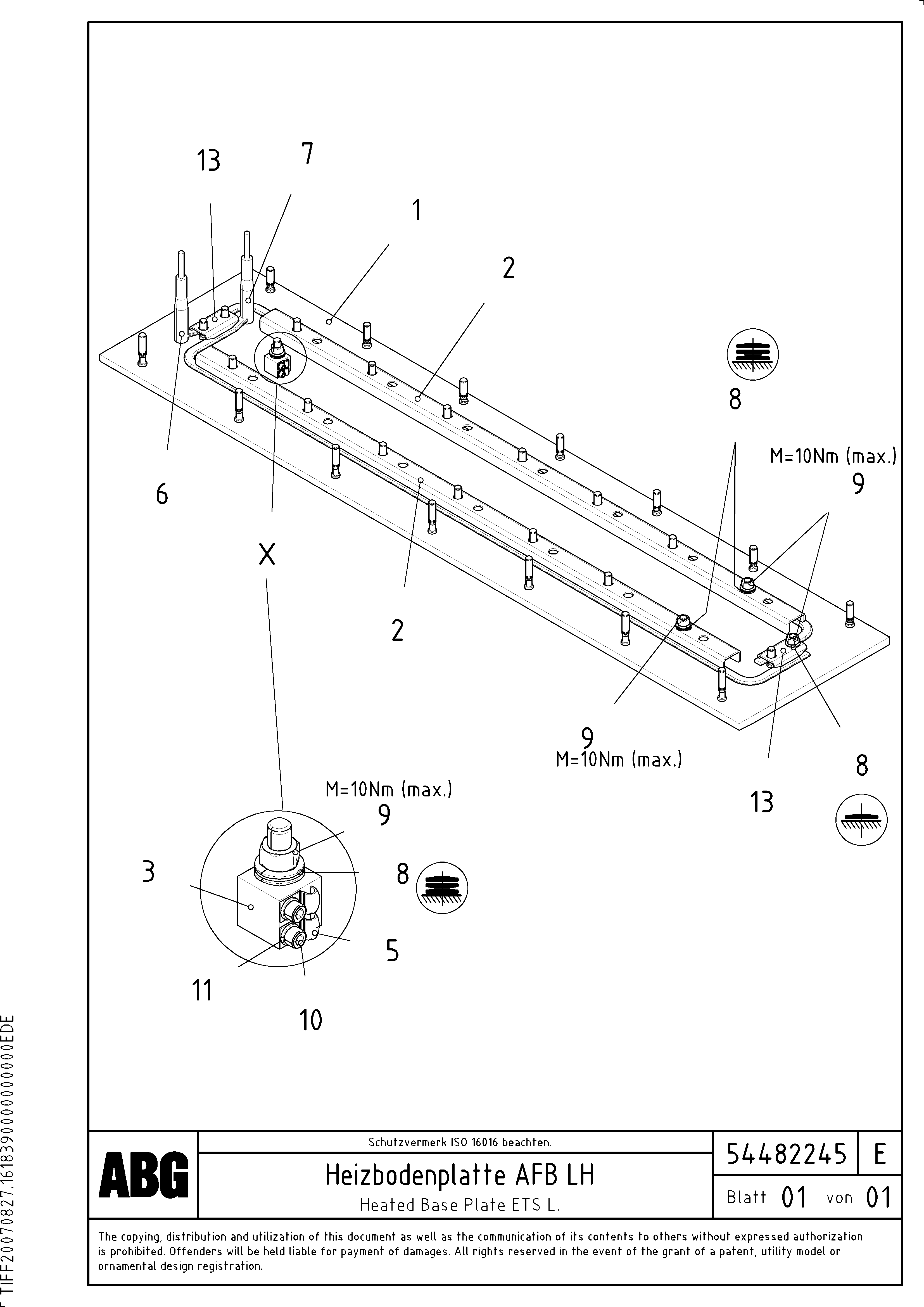 Схема запчастей Volvo PF6110 - 93488 Heated base plate for extendable screed OMNI 1011 ATT. SCREEDS 3,0 - 9,0M PF6110 PF6160/PF6170