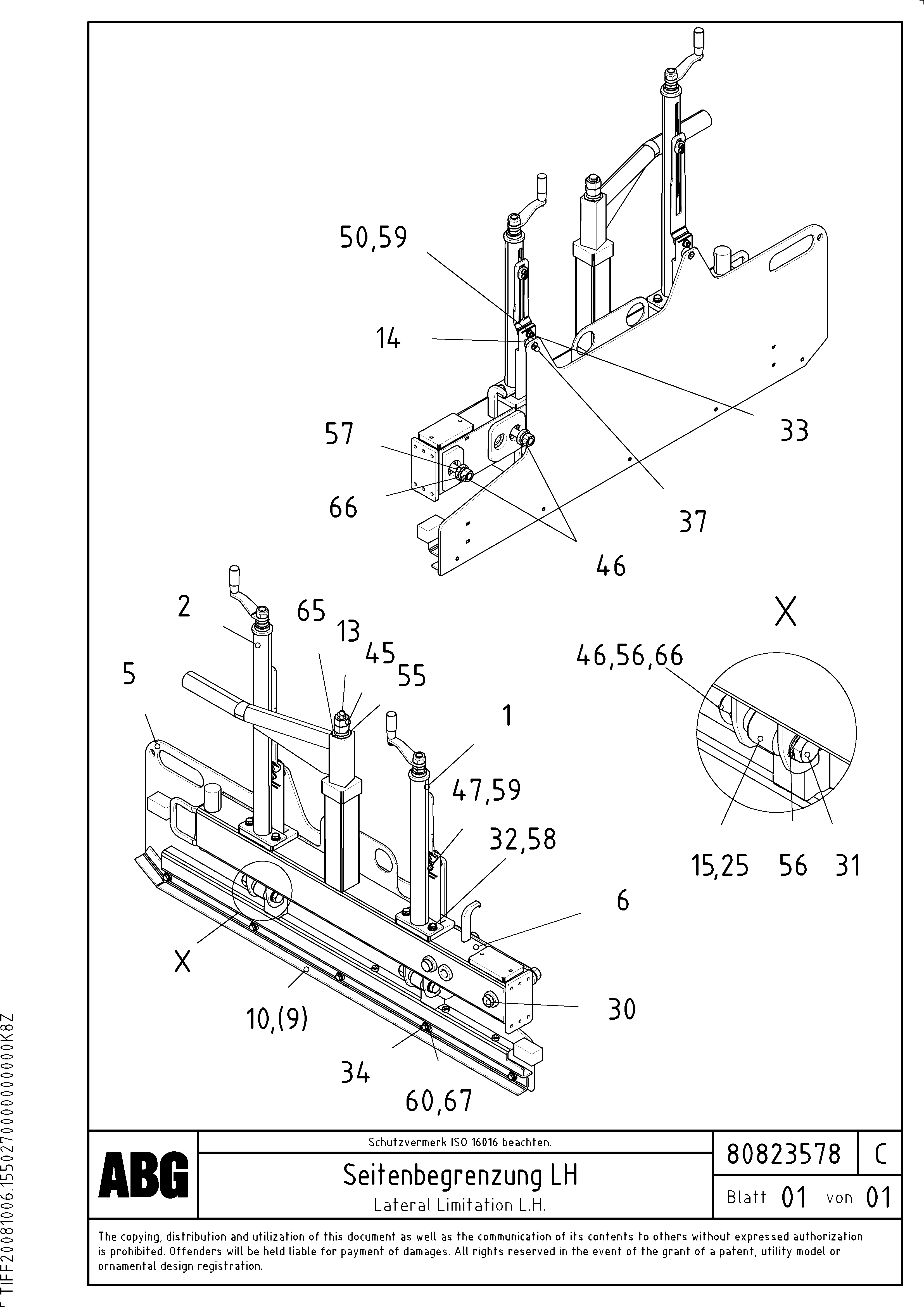 Схема запчастей Volvo PF6110 - 94319 Lateral limitation OMNI 1011 ATT. SCREEDS 3,0 - 9,0M PF6110 PF6160/PF6170