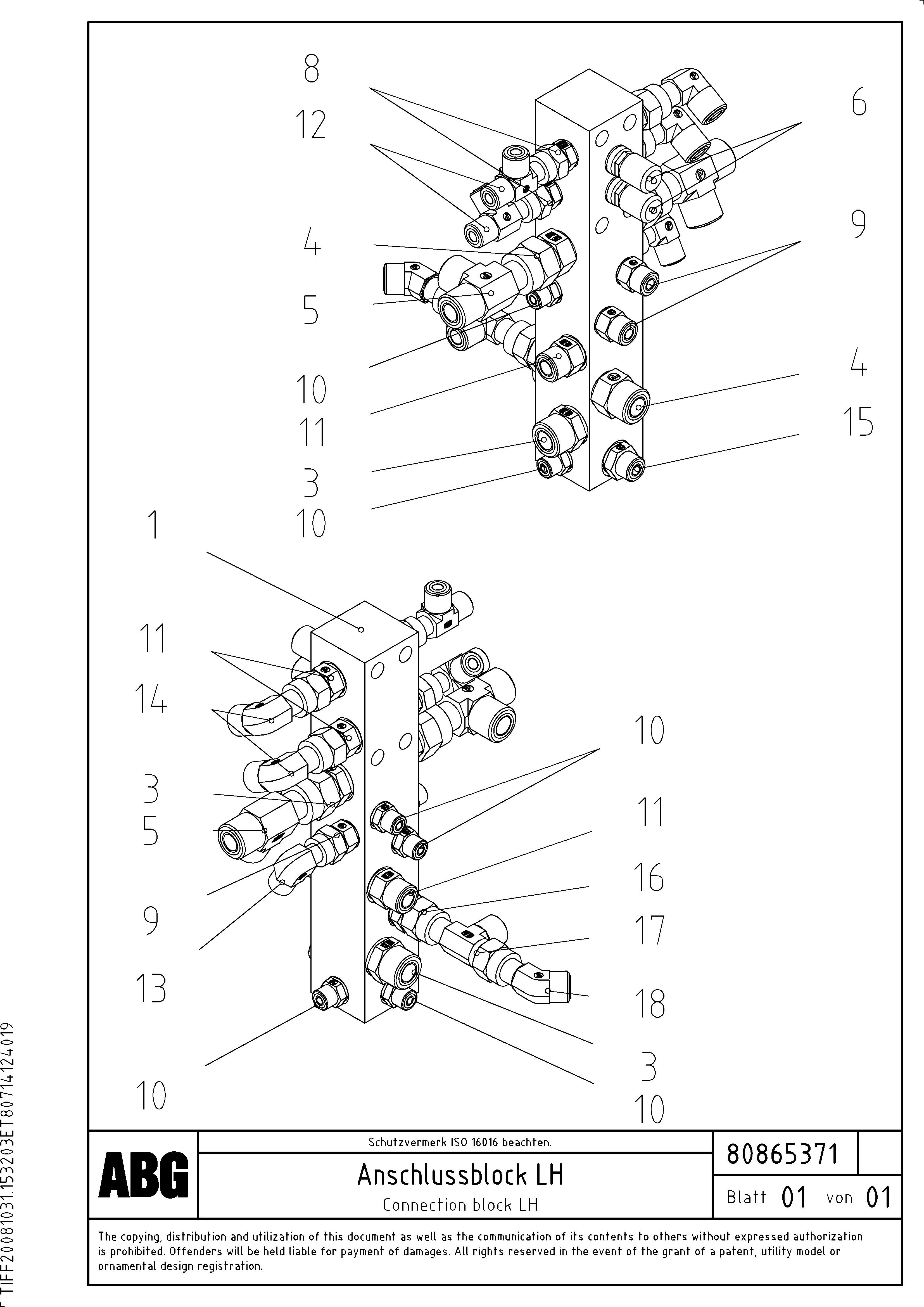 Схема запчастей Volvo PF6110 - 91357 Connection block on basic screed OMNI 1021 ATT. SCREEDS 3,0 - 9,0M PF6110 PF6160/PF6170