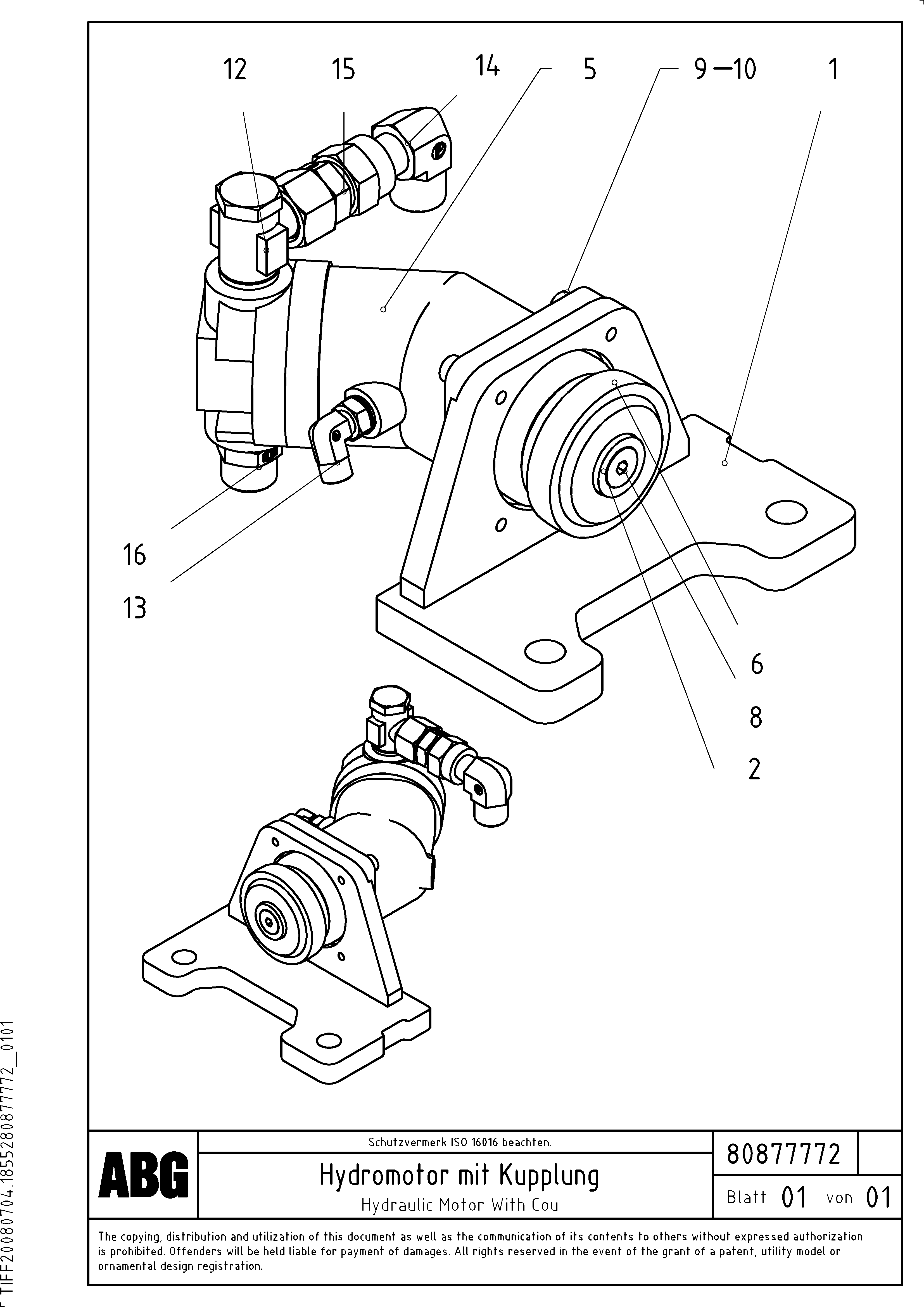 Схема запчастей Volvo PF6110 - 90235 Hydraulic motor with tamper coupling for extendable screed OMNI 1021 ATT. SCREEDS 3,0 - 9,0M PF6110 PF6160/PF6170