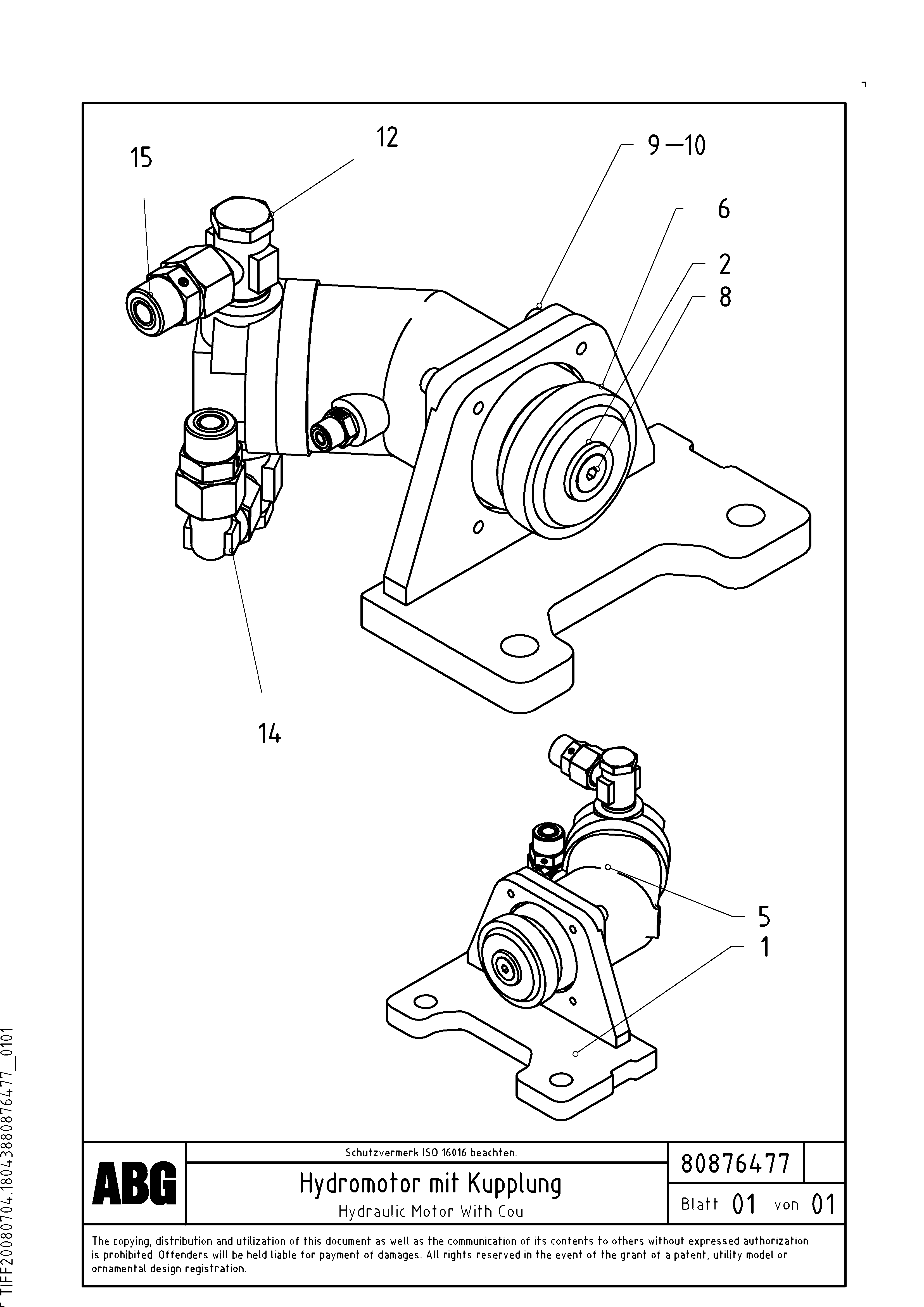 Схема запчастей Volvo PF6110 - 91179 Hydraulic motor with tamper coupling for basic screed OMNI 1021 ATT. SCREEDS 3,0 - 9,0M PF6110 PF6160/PF6170