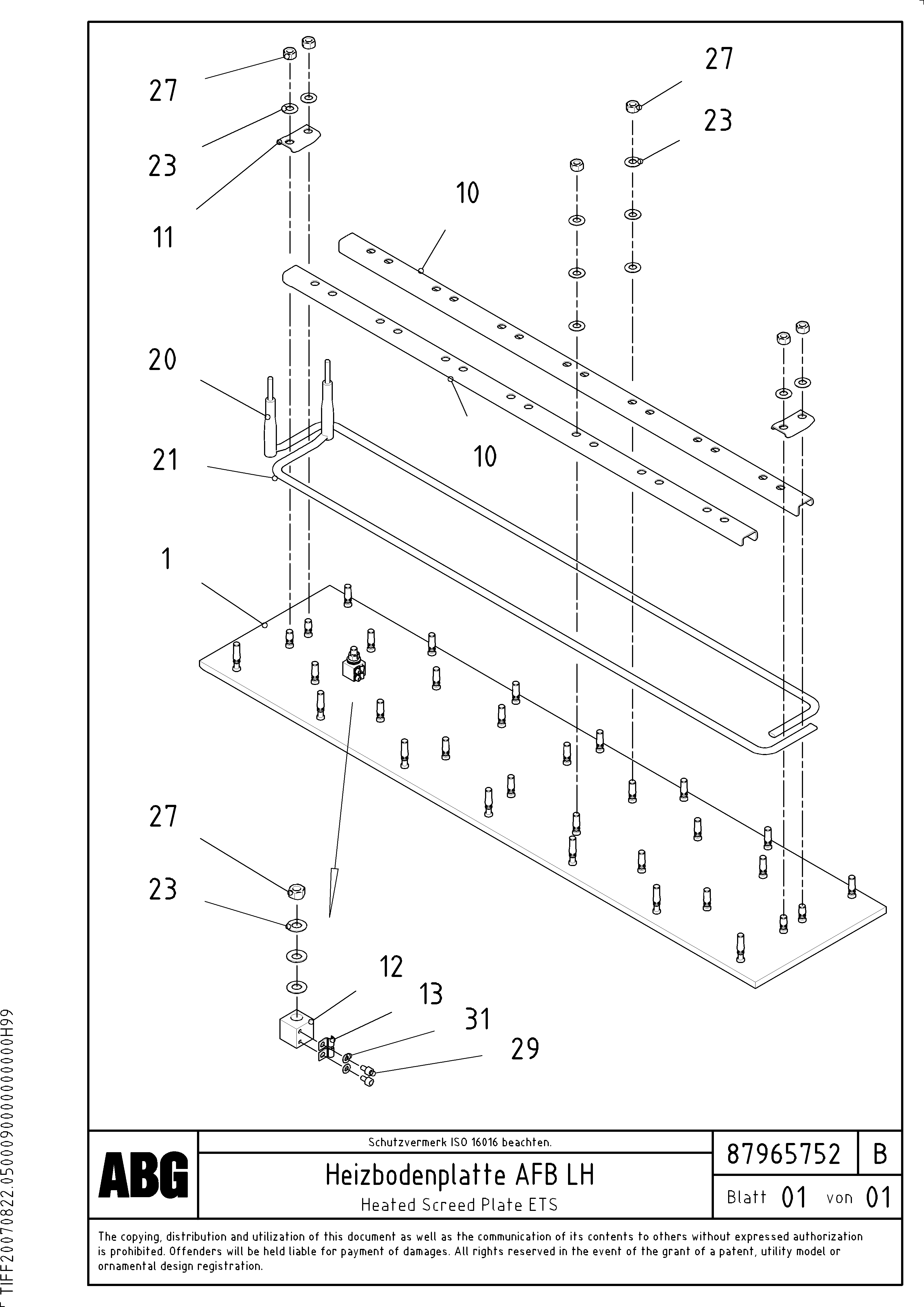 Схема запчастей Volvo PF6110 - 89122 Heated base plate for extendable screed OMNI 1021 ATT. SCREEDS 3,0 - 9,0M PF6110 PF6160/PF6170