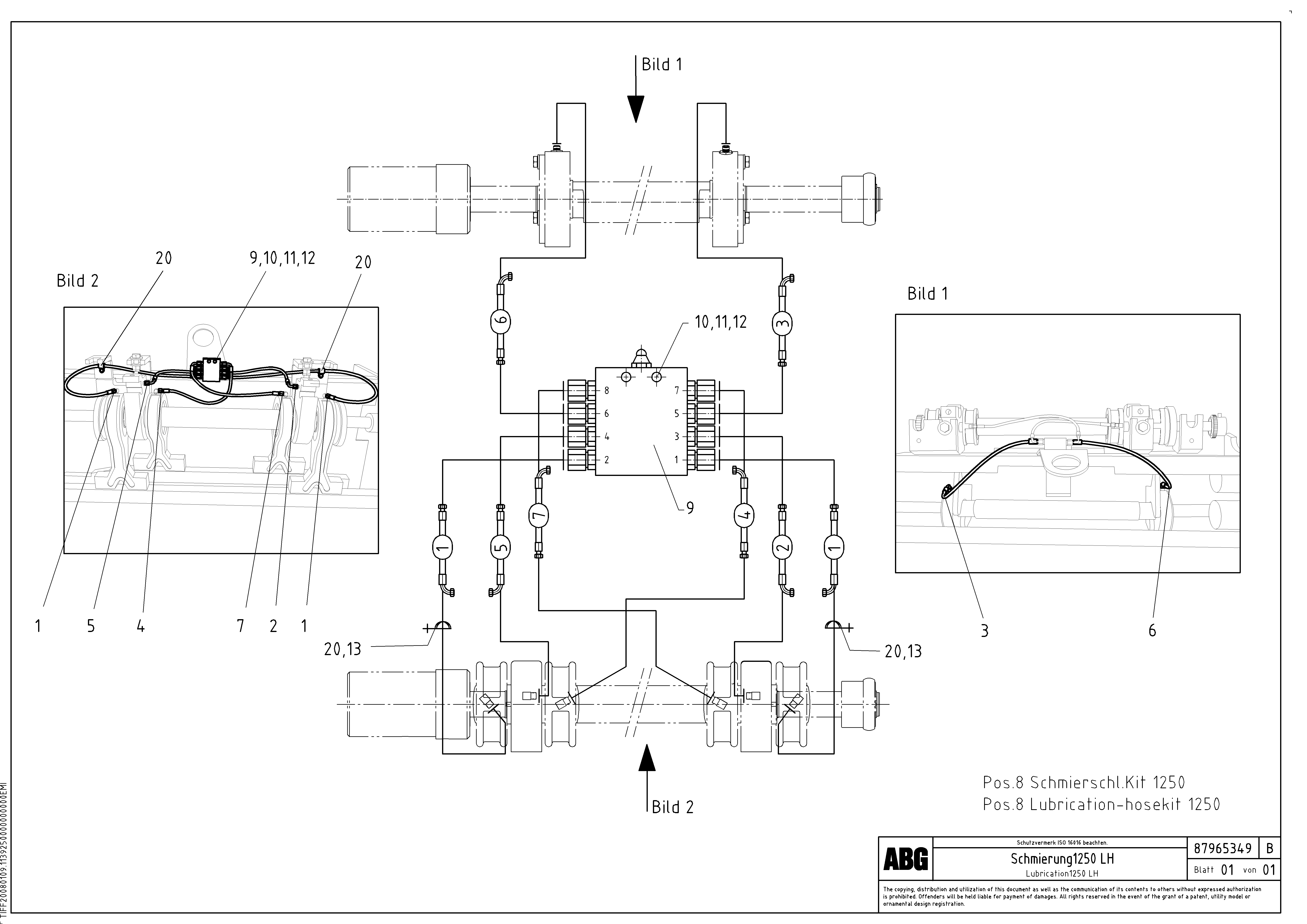Схема запчастей Volvo PF6110 - 88036 Lubrication hose kit for extension OMNI 1021 ATT. SCREEDS 3,0 - 9,0M PF6110 PF6160/PF6170