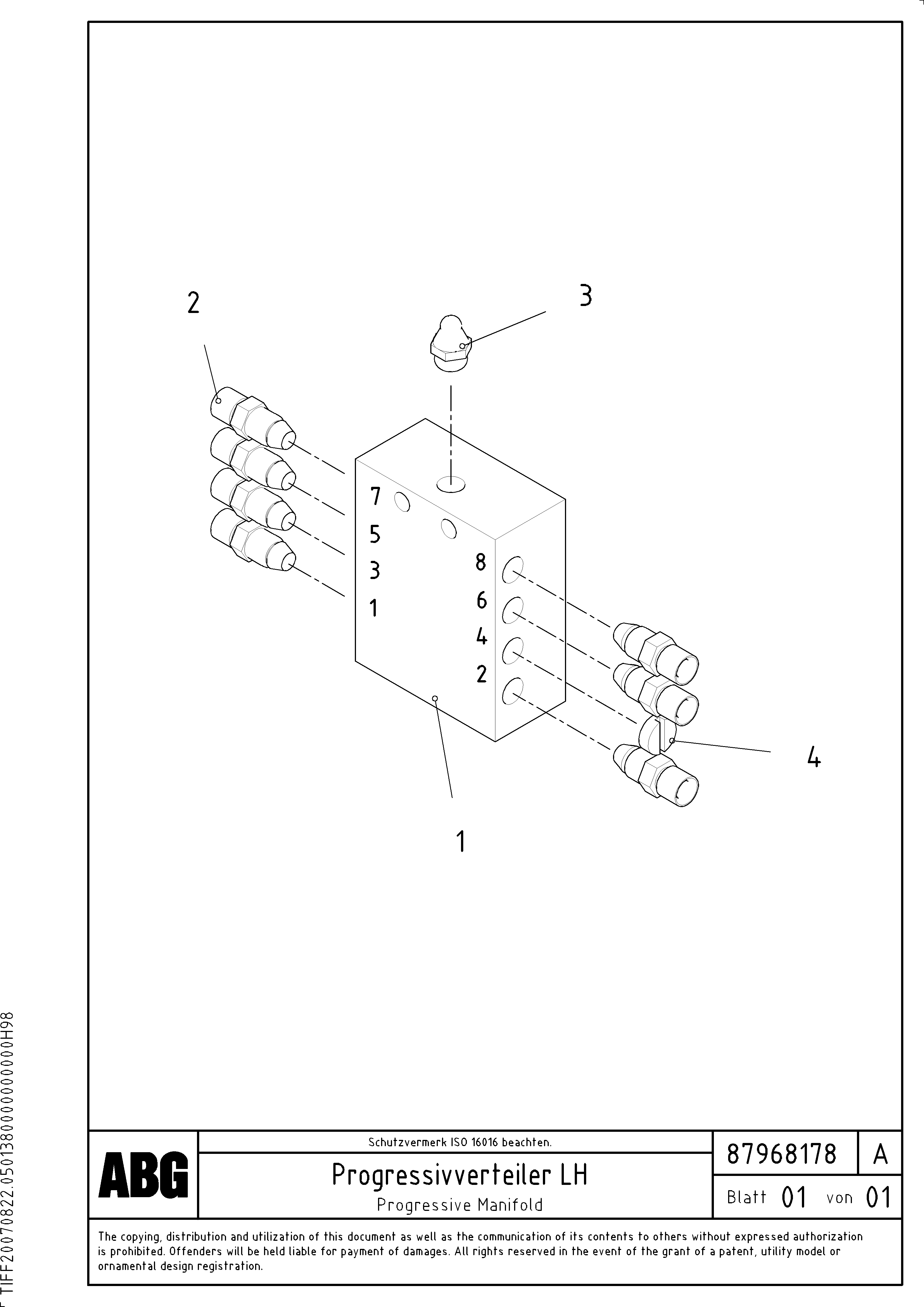 Схема запчастей Volvo PF6110 - 89099 Progressive manifold for extension OMNI 1021 ATT. SCREEDS 3,0 - 9,0M PF6110 PF6160/PF6170