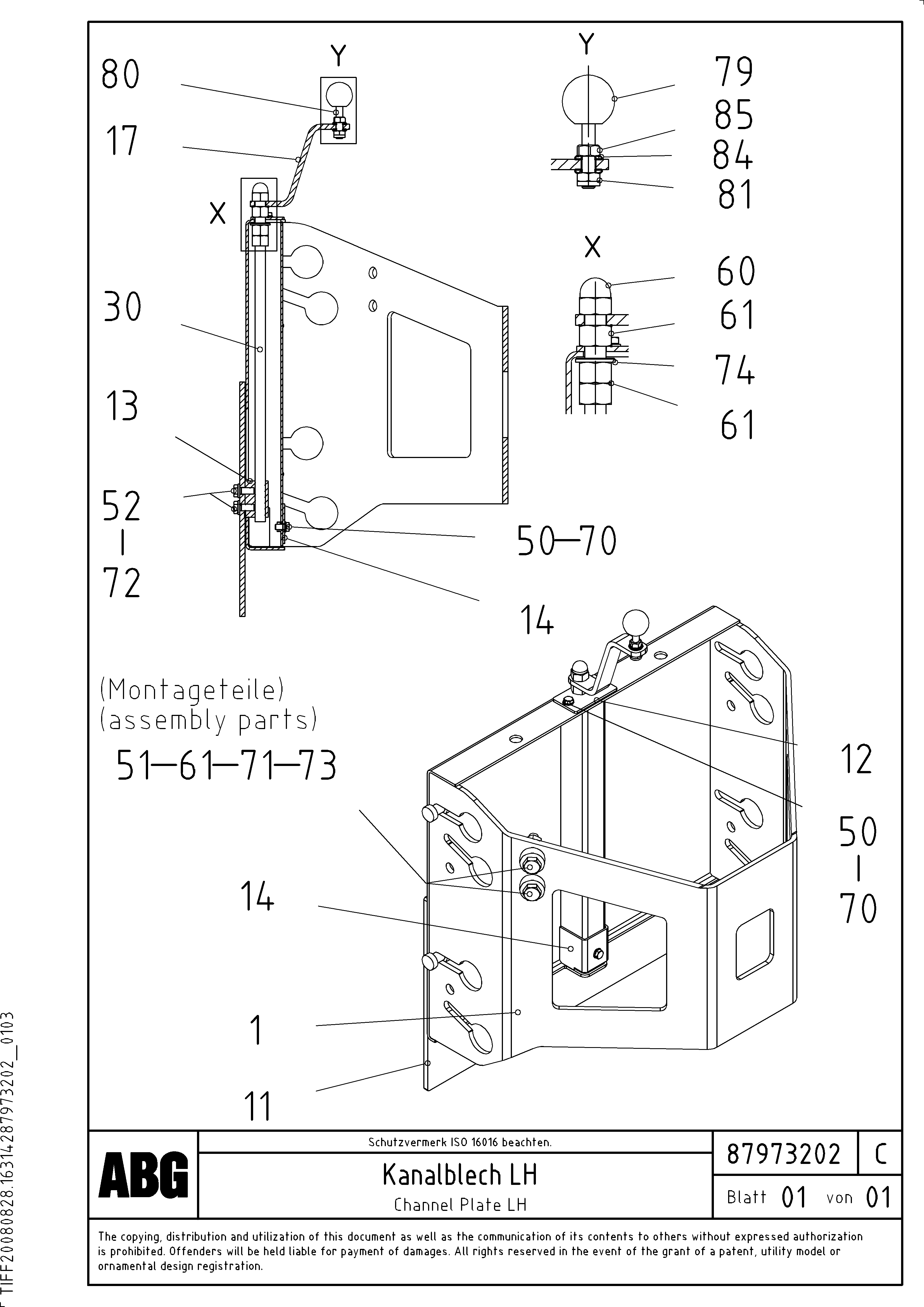 Схема запчастей Volvo PF6110 - 89109 Channel plate for extension OMNI 1000 ATT. SCREEDS 3,0 - 9,0M PF6110, PF6160/PF6170