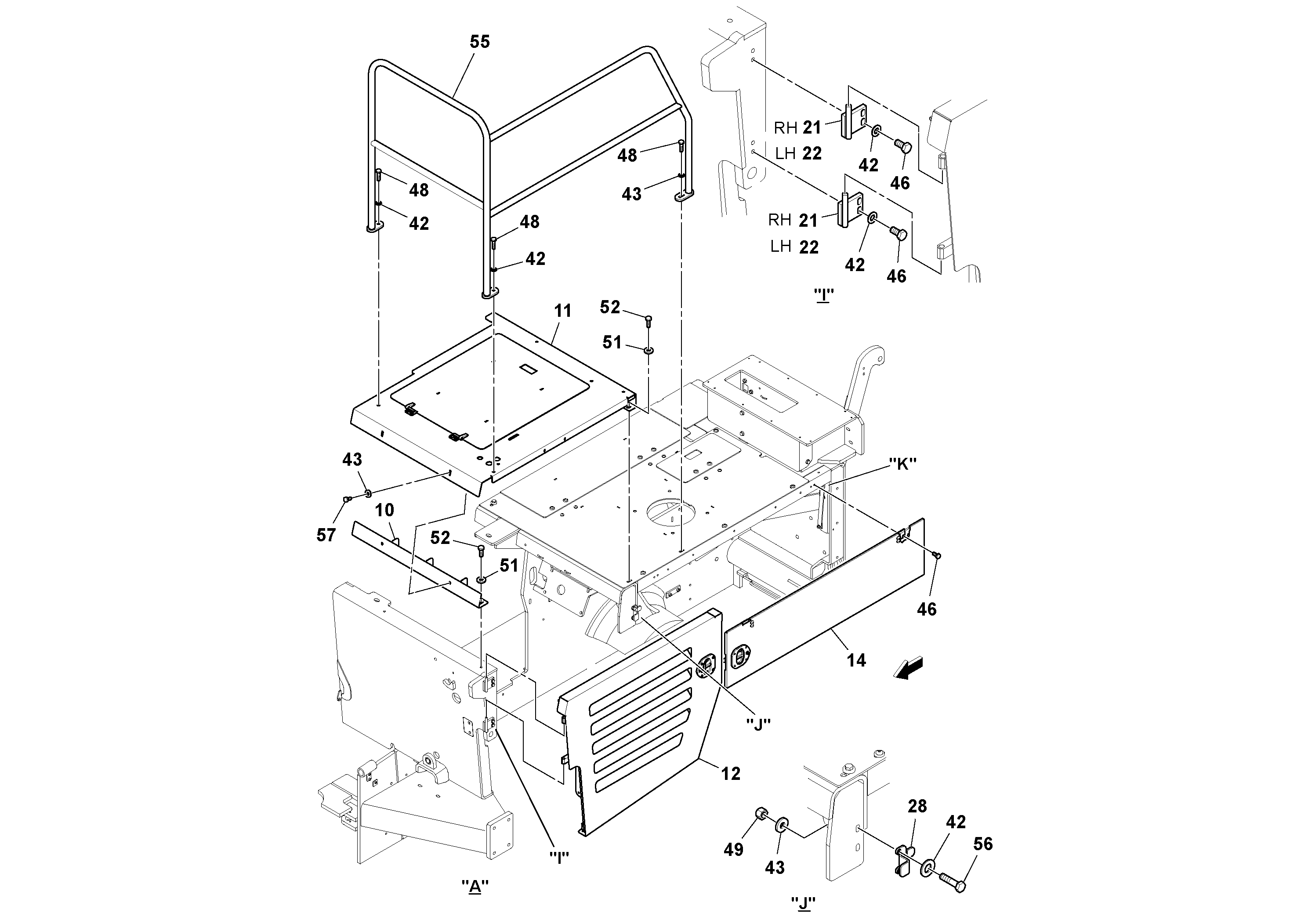 Схема запчастей Volvo PF6110 - 42395 Hood And Deck Installation PF6110 S/N 197474 -