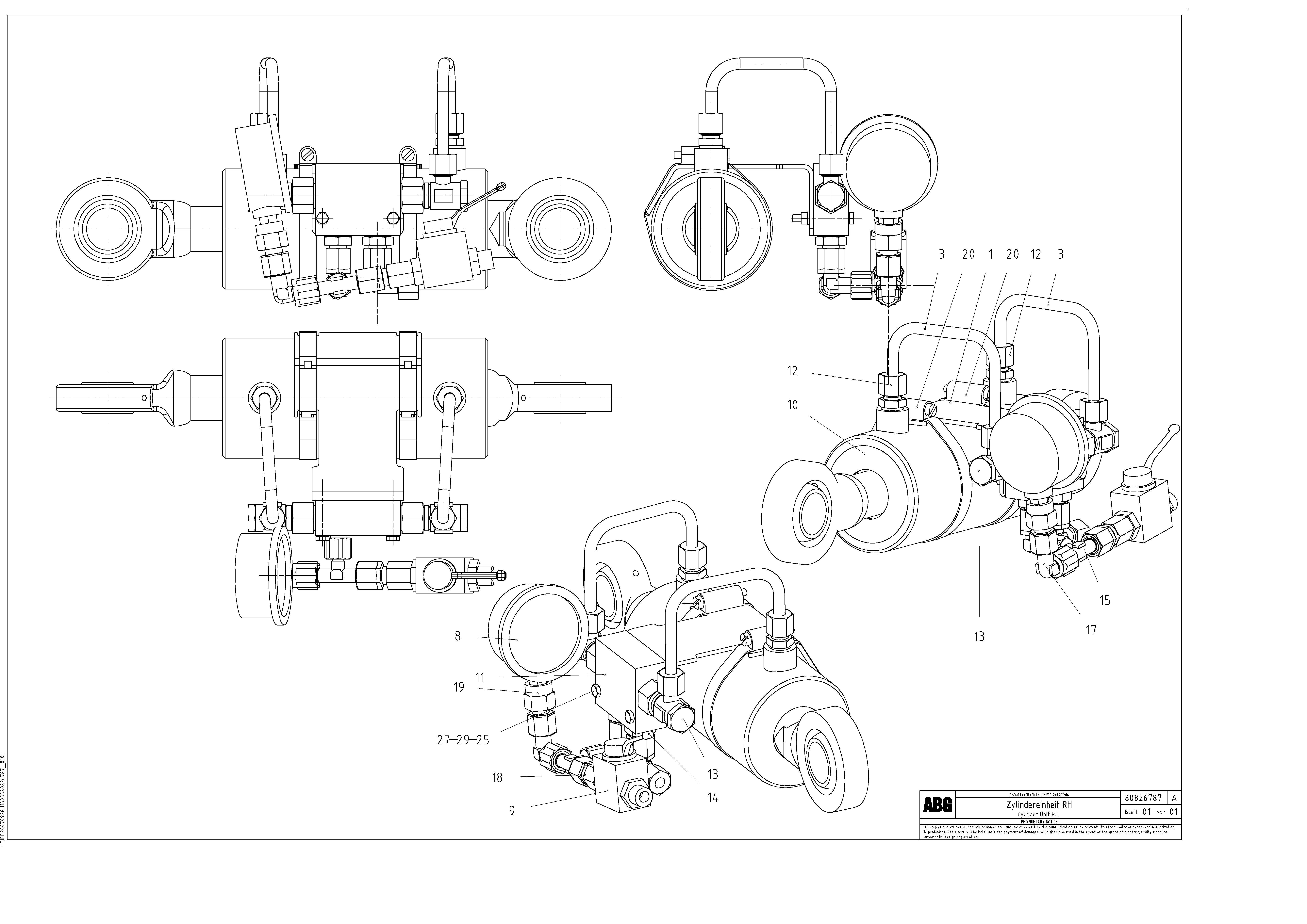 Схема запчастей Volvo PF6110 - 74194 Гидроцилиндр OMNI 1000 ATT. SCREEDS 3,0 - 9,0M PF6110, PF6160/6170