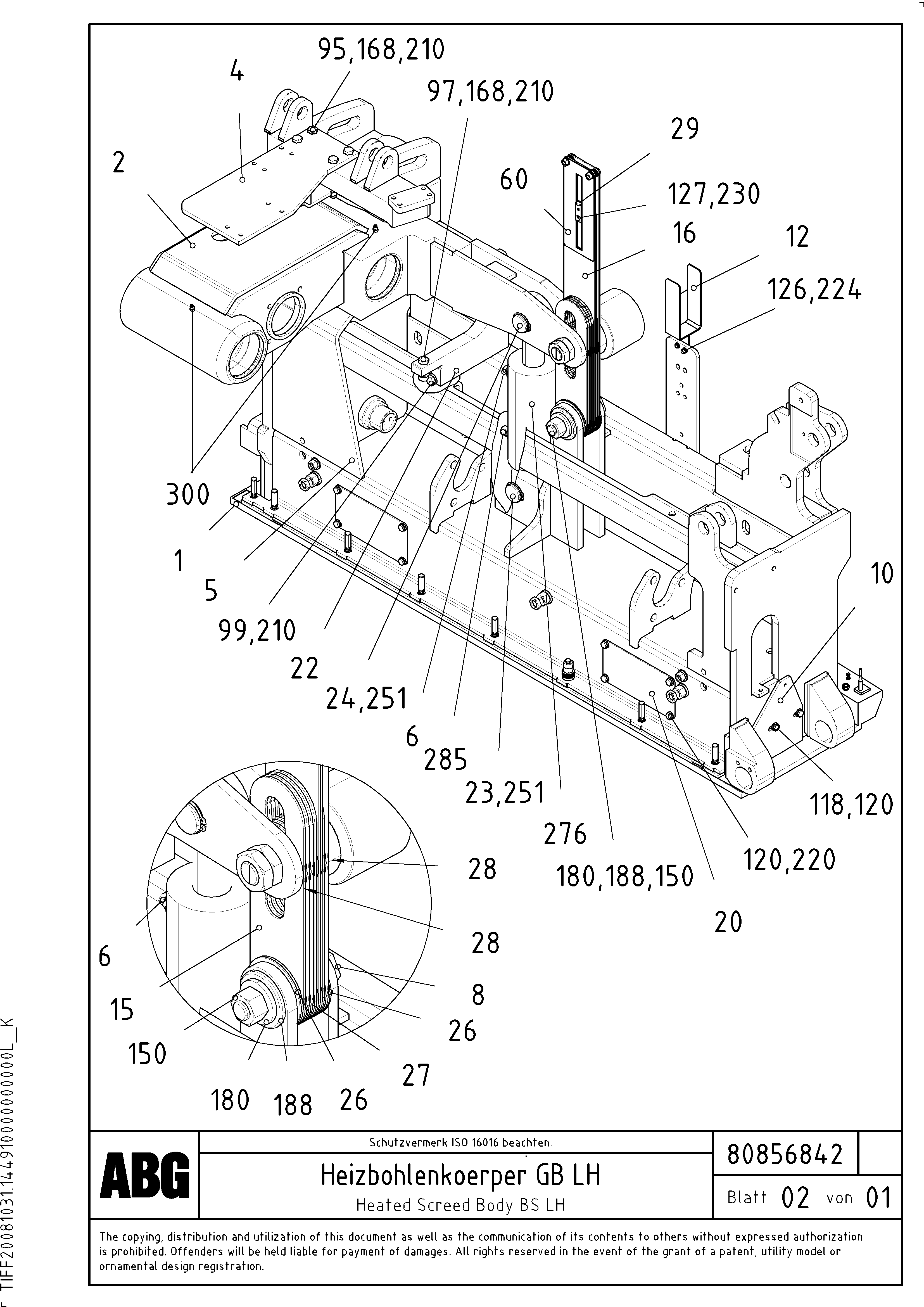 Схема запчастей Volvo PF6110 - 103722 Heated body for basic screed OMNI 1000 ATT. SCREEDS 3,0 - 9,0M PF6110, PF6160/PF6170