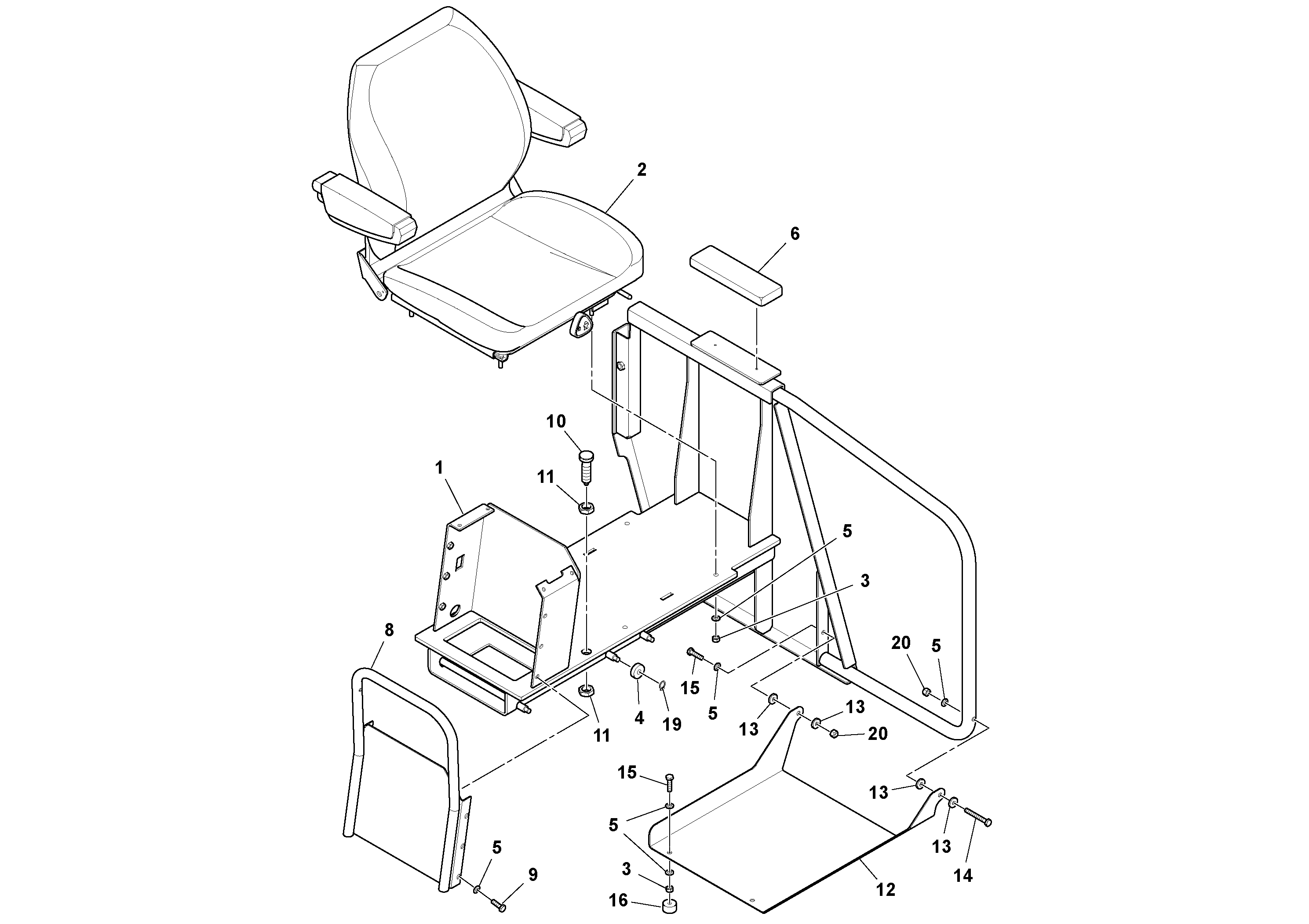 Схема запчастей Volvo PF6110 - 13714 Seat Assembly PF6110 S/N 197474 -
