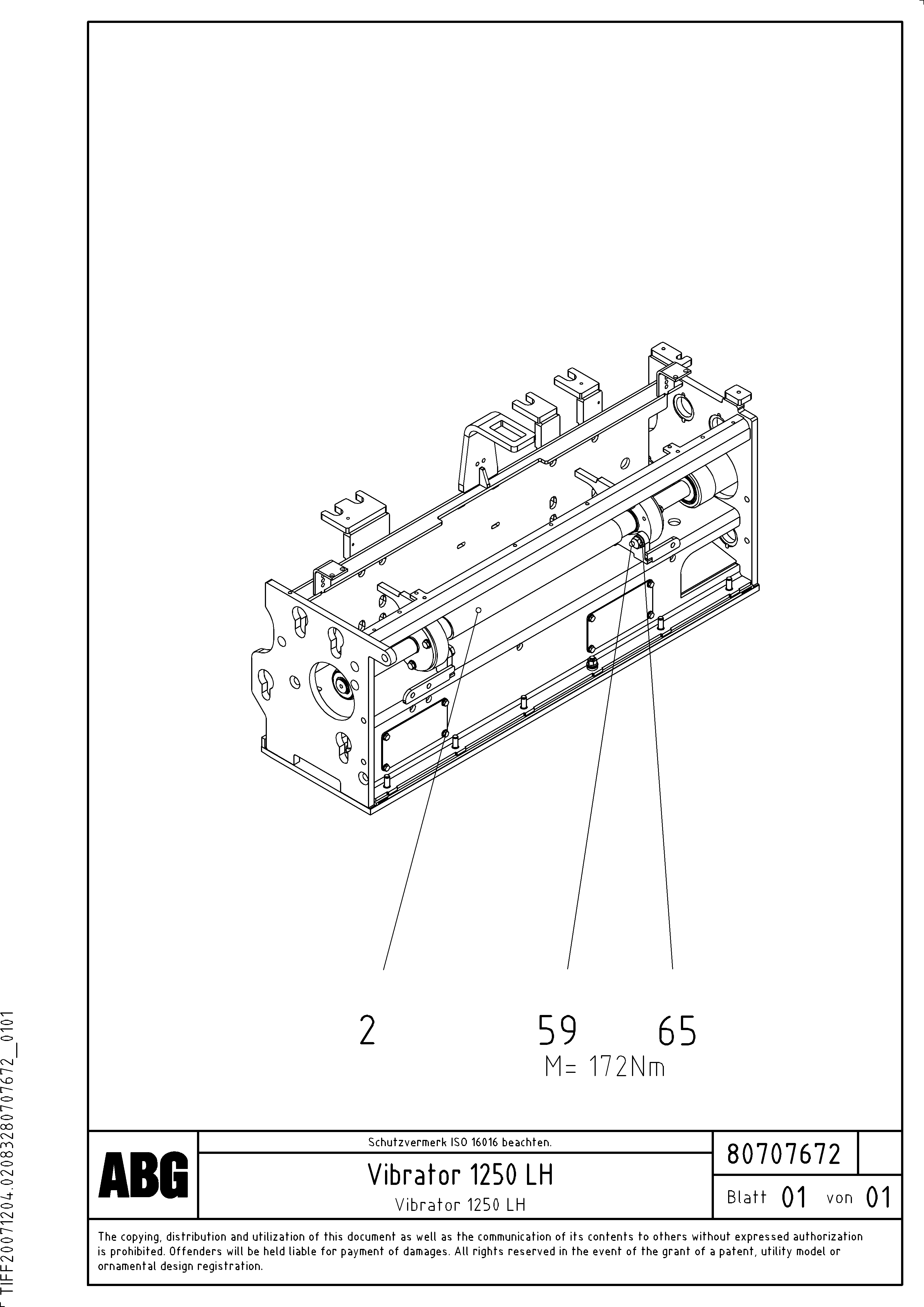 Схема запчастей Volvo PF6110 - 68013 Vibrator shaft for extension OMNI 1000 ATT. SCREEDS 3,0 - 9,0M PF6110, PF6160/6170