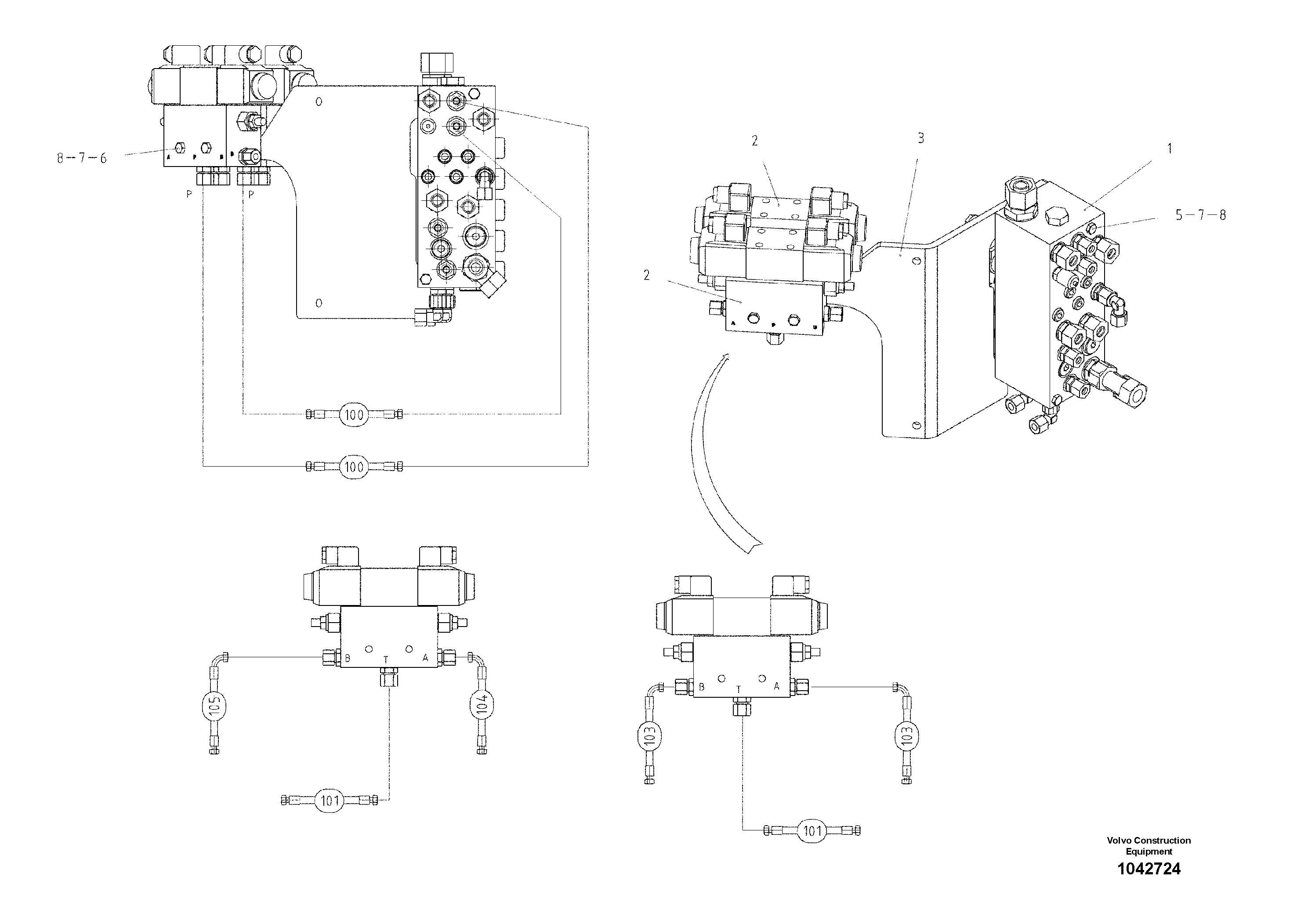 Схема запчастей Volvo ABG7820B - 49997 Valve Support Cyl ABG7820/ABG7820B ABG7820 S/N 21064-23058 ABG7820B S/N 23059 -