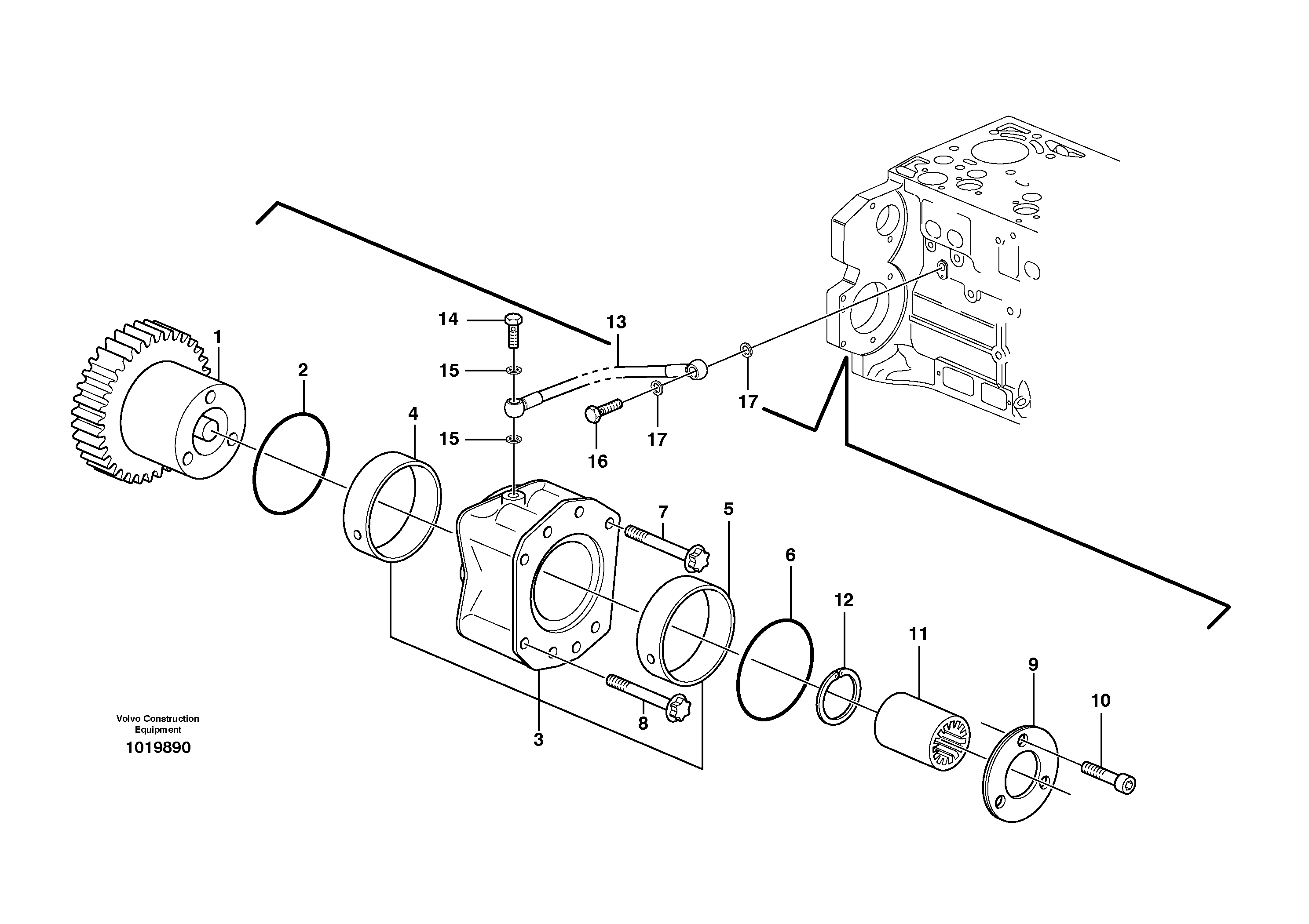 Схема запчастей Volvo ABG7820B - 28918 Pump drive power take-off ABG7820/ABG7820B ABG7820 S/N 21064-23058 ABG7820B S/N 23059 -