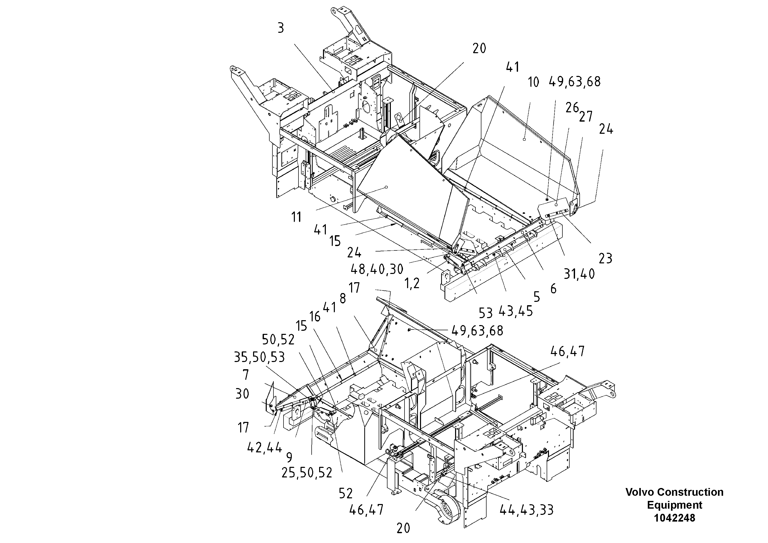 Схема запчастей Volvo ABG7820B - 43918 Hydraulic Front Apron Plate ABG7820/ABG7820B ABG7820 S/N 21064-23058 ABG7820B S/N 23059 -