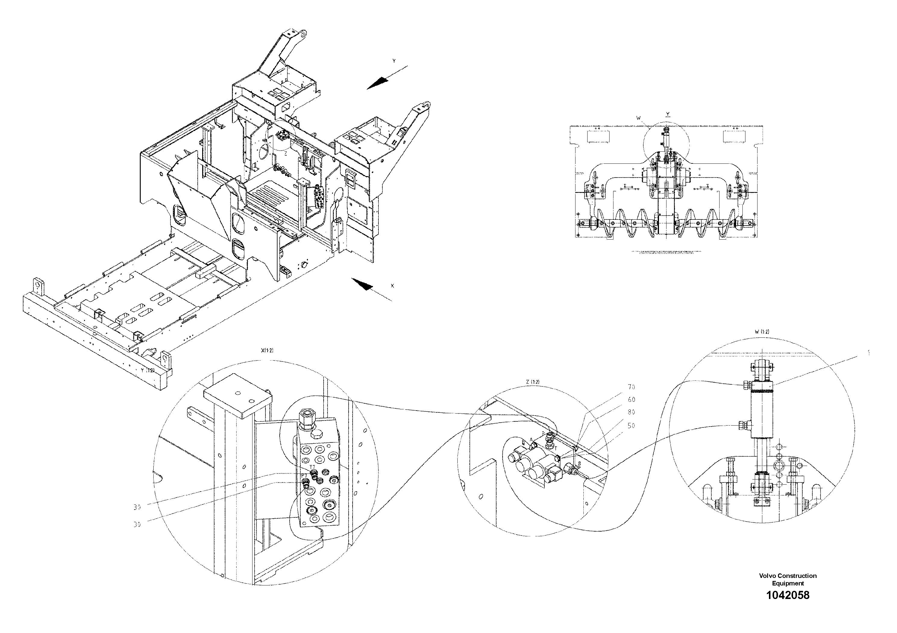 Схема запчастей Volvo ABG7820B - 42042 Hydraulic Auger Height Adjustment ABG7820/ABG7820B ABG7820 S/N 21064-23058 ABG7820B S/N 23059 -