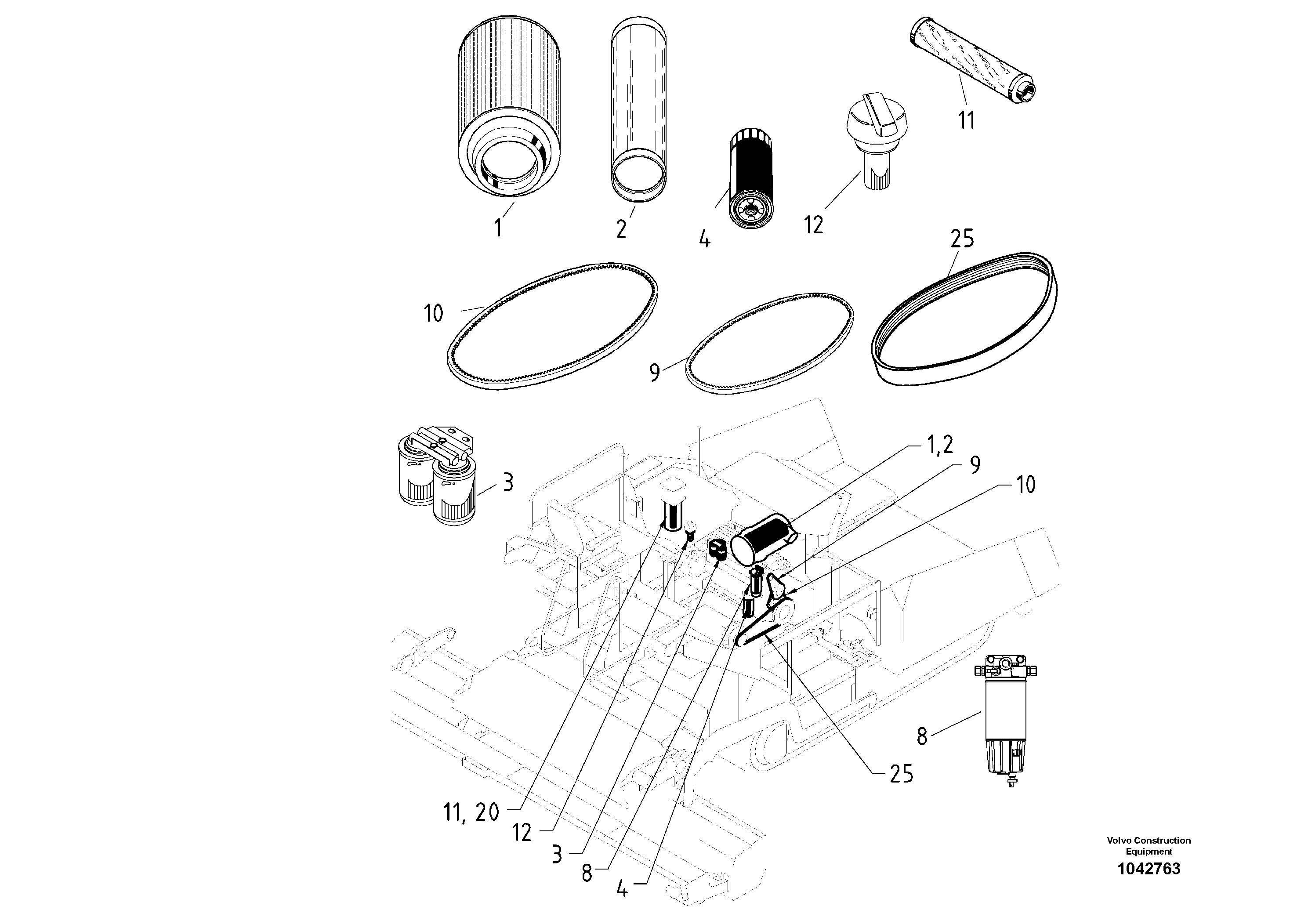 Схема запчастей Volvo ABG7820B - 50482 Service kit ABG7820/ABG7820B ABG7820 S/N 21064-23058 ABG7820B S/N 23059 -