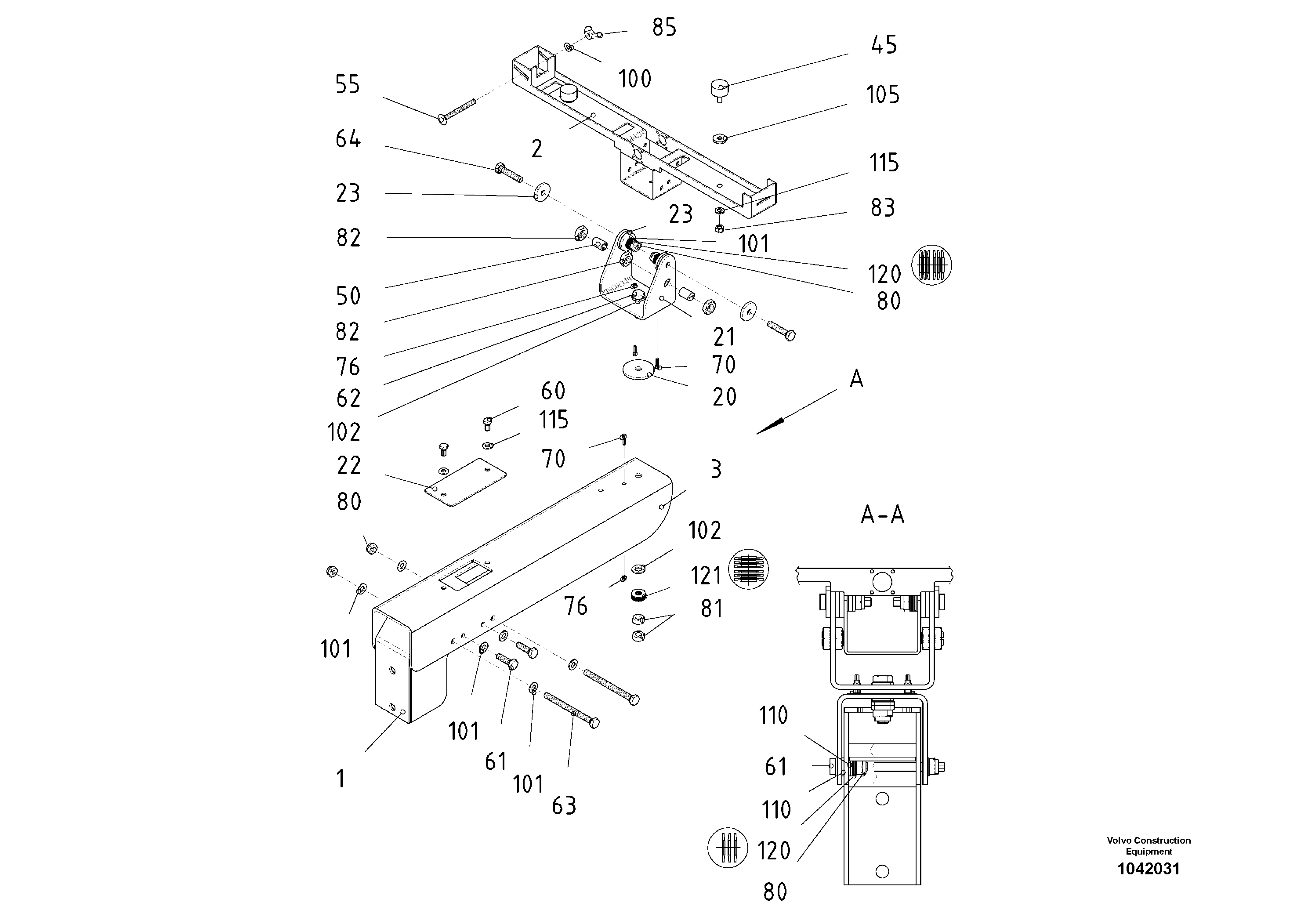 Схема запчастей Volvo ABG7820B - 45862 Control Panel Support ABG7820/ABG7820B ABG7820 S/N 21064-23058 ABG7820B S/N 23059 -