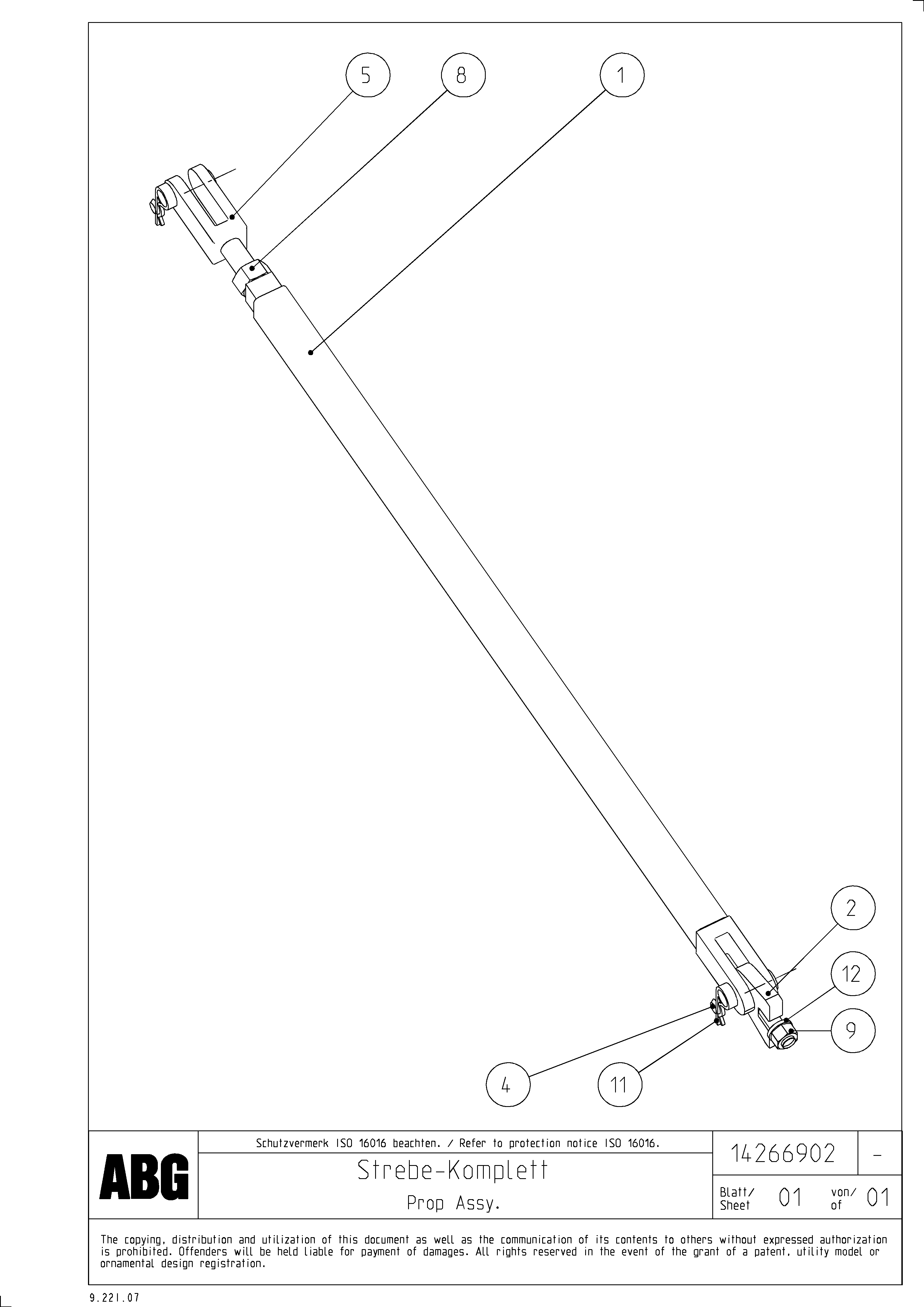 Схема запчастей Volvo ABG7820B - 70622 Prop assembly for auger extension VB 78 ETC ATT. SCREED 2,5 - 9,0 M ABG5820/6820/7820/7820B