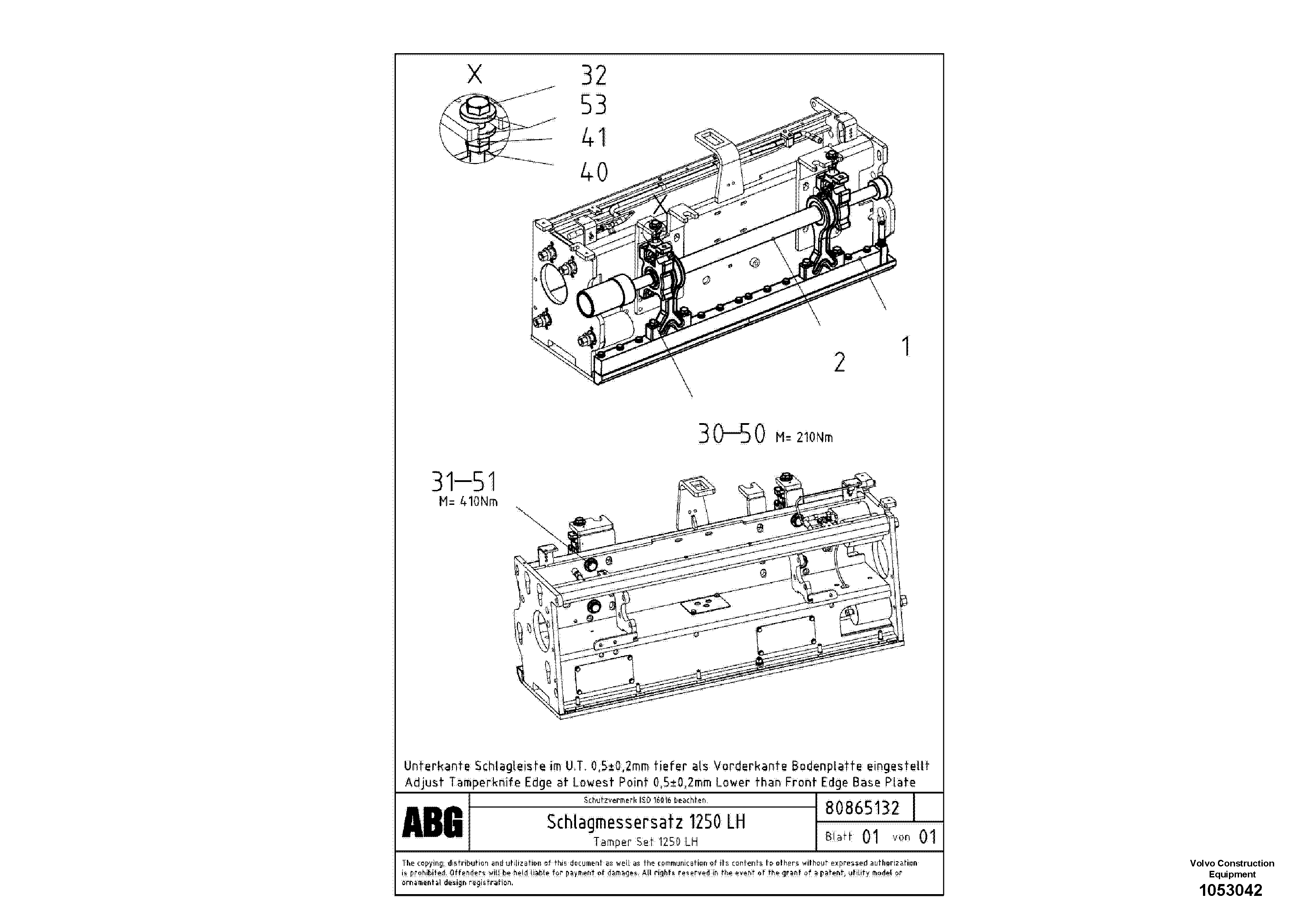 Схема запчастей Volvo ABG7820B - 12972 Tamper set for extension VB 78 ETC ATT. SCREED 2,5 - 9,0 M ABG5820/6820/7820/7820B