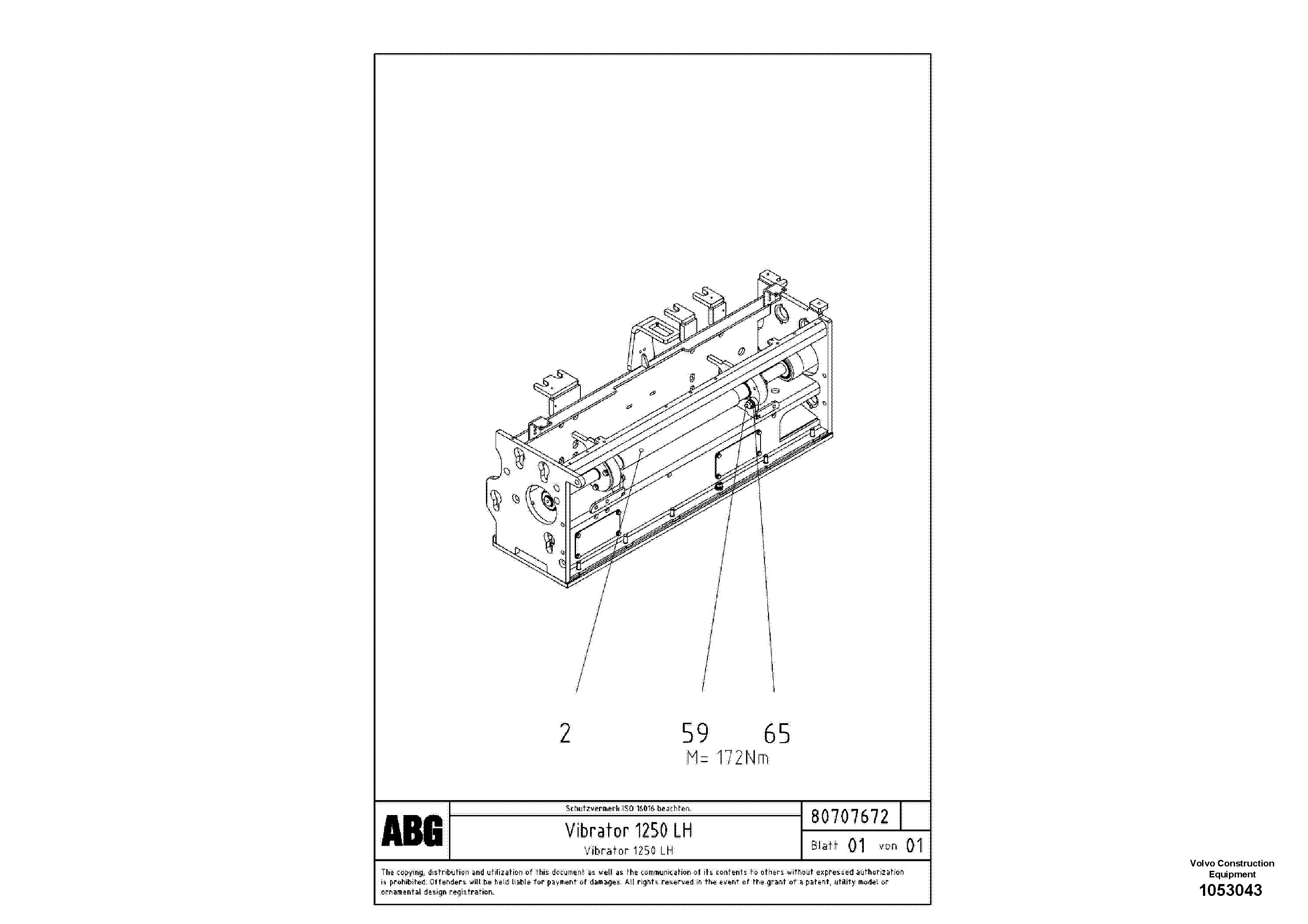Схема запчастей Volvo ABG7820B - 14941 Vibrator shaft for extension VB 78 ETC ATT. SCREED 2,5 - 9,0 M ABG5820/6820/7820/7820B