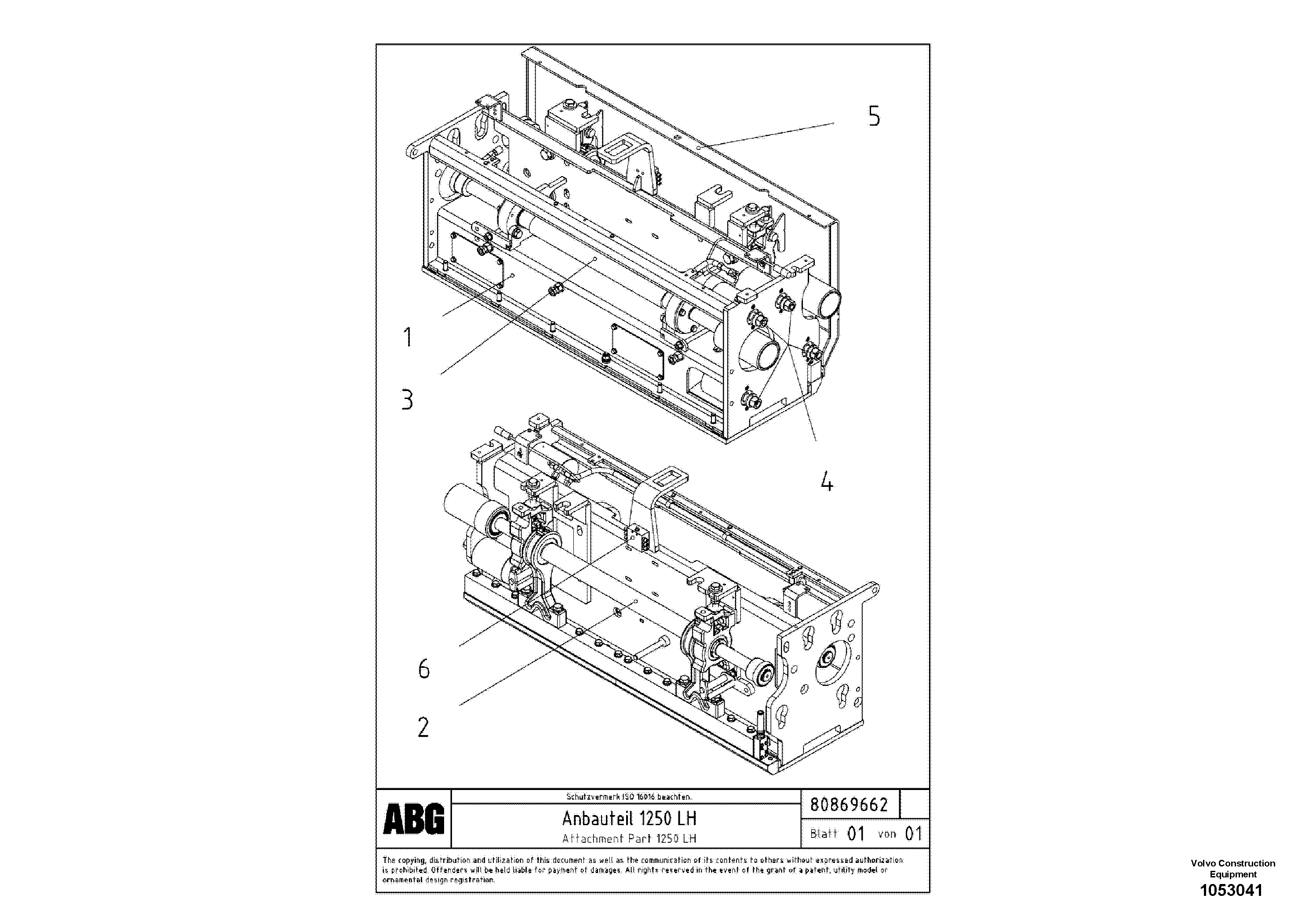 Схема запчастей Volvo ABG7820B - 70150 Attachment part for extension VB 78 ETC ATT. SCREED 2,5 - 9,0 M ABG5820/6820/7820/7820B