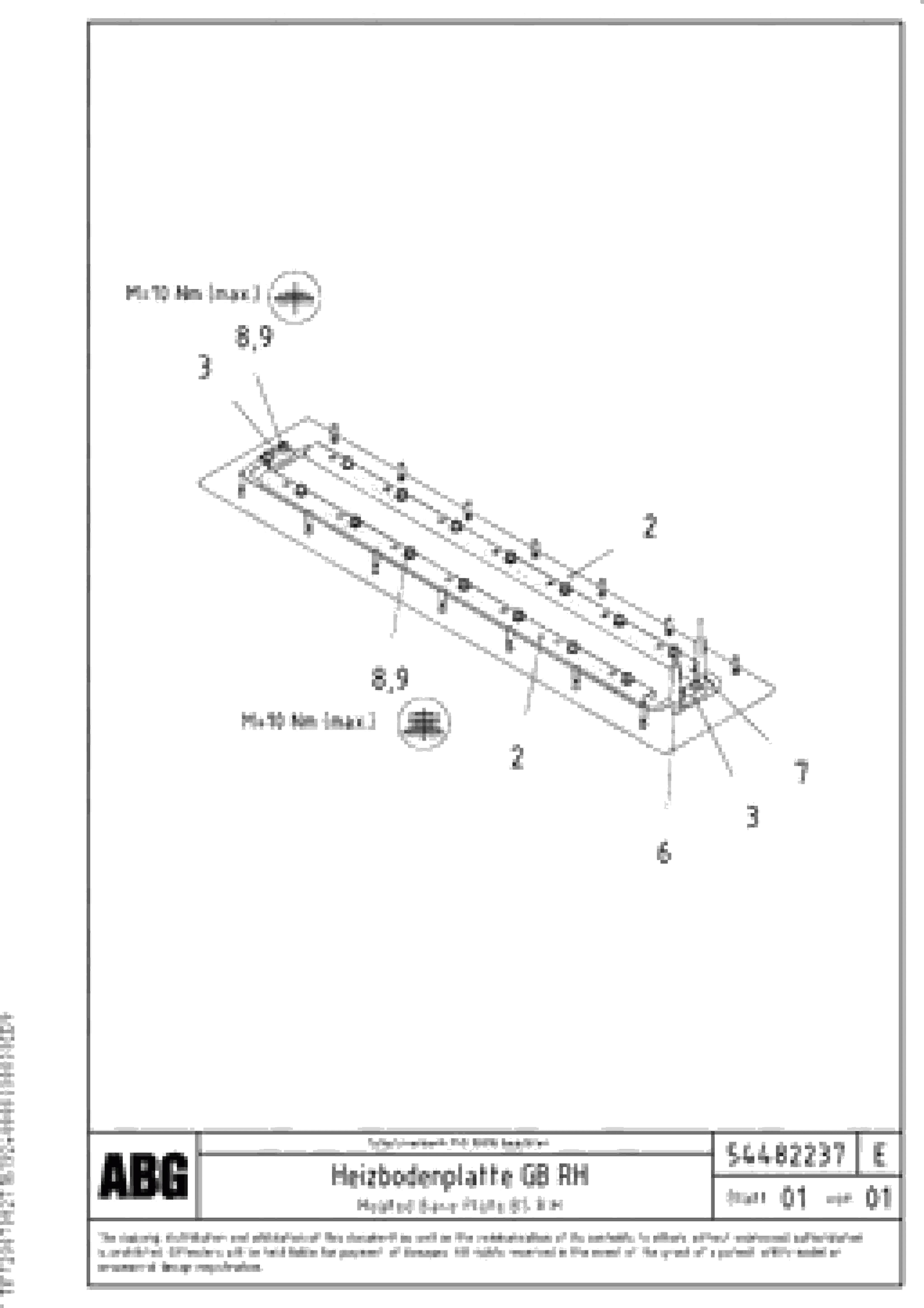 Схема запчастей Volvo ABG7820B - 91996 Heated screed plate for basic screed VB 88 ETC ATT. SCREED 3,0 - 10,0M ABG6820, ABG7820/ABG7820B