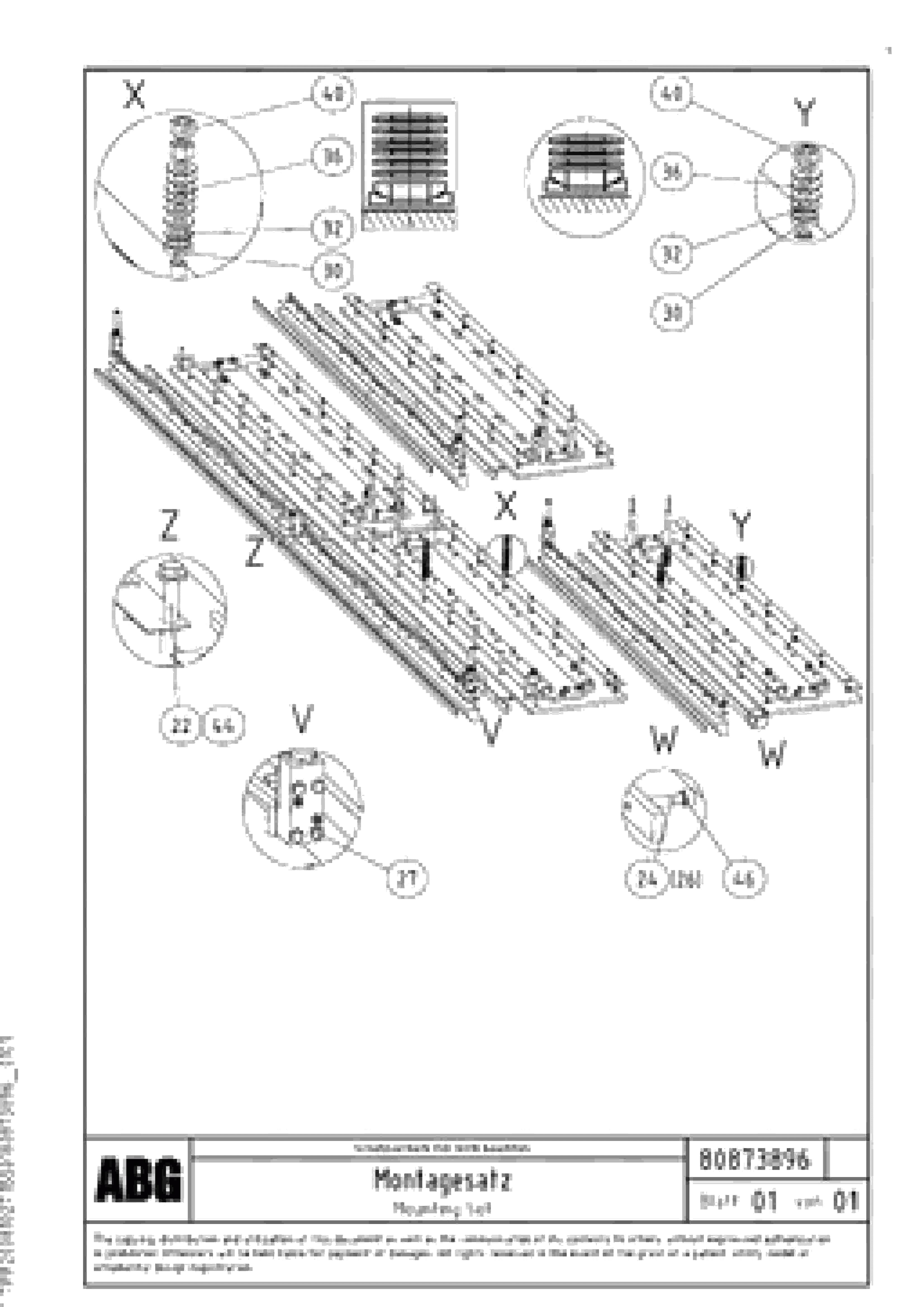 Схема запчастей Volvo ABG7820B - 81082 Mounting Set VB 88 ETC ATT. SCREED 3,0 - 10,0M ABG6820, ABG7820/ABG7820B
