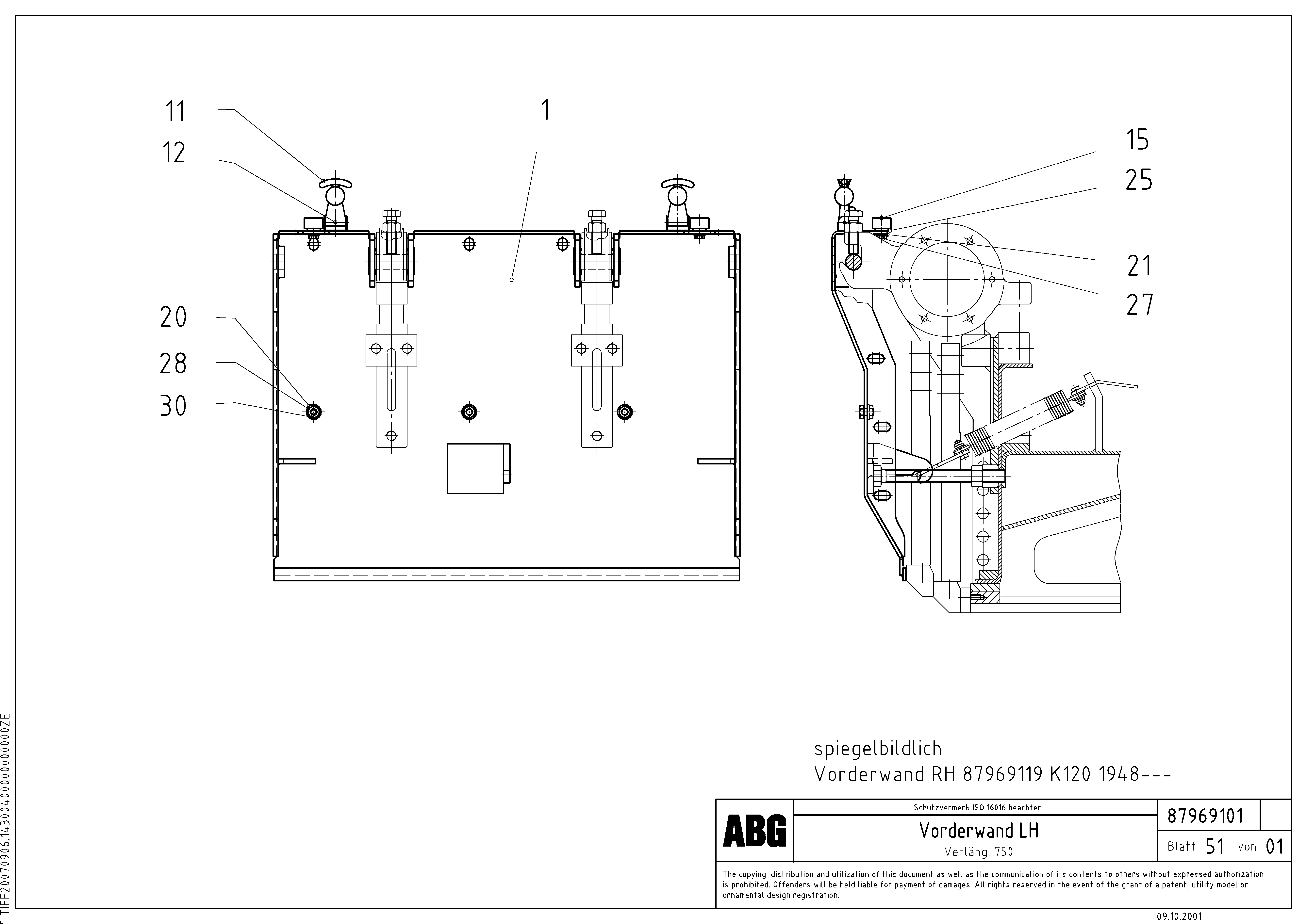 Схема запчастей Volvo ABG7820B - 86123 Deflector for extension VDT 121 ATT. SCREED 2,5 - 9,0 M ABG7820/ABG7820B
