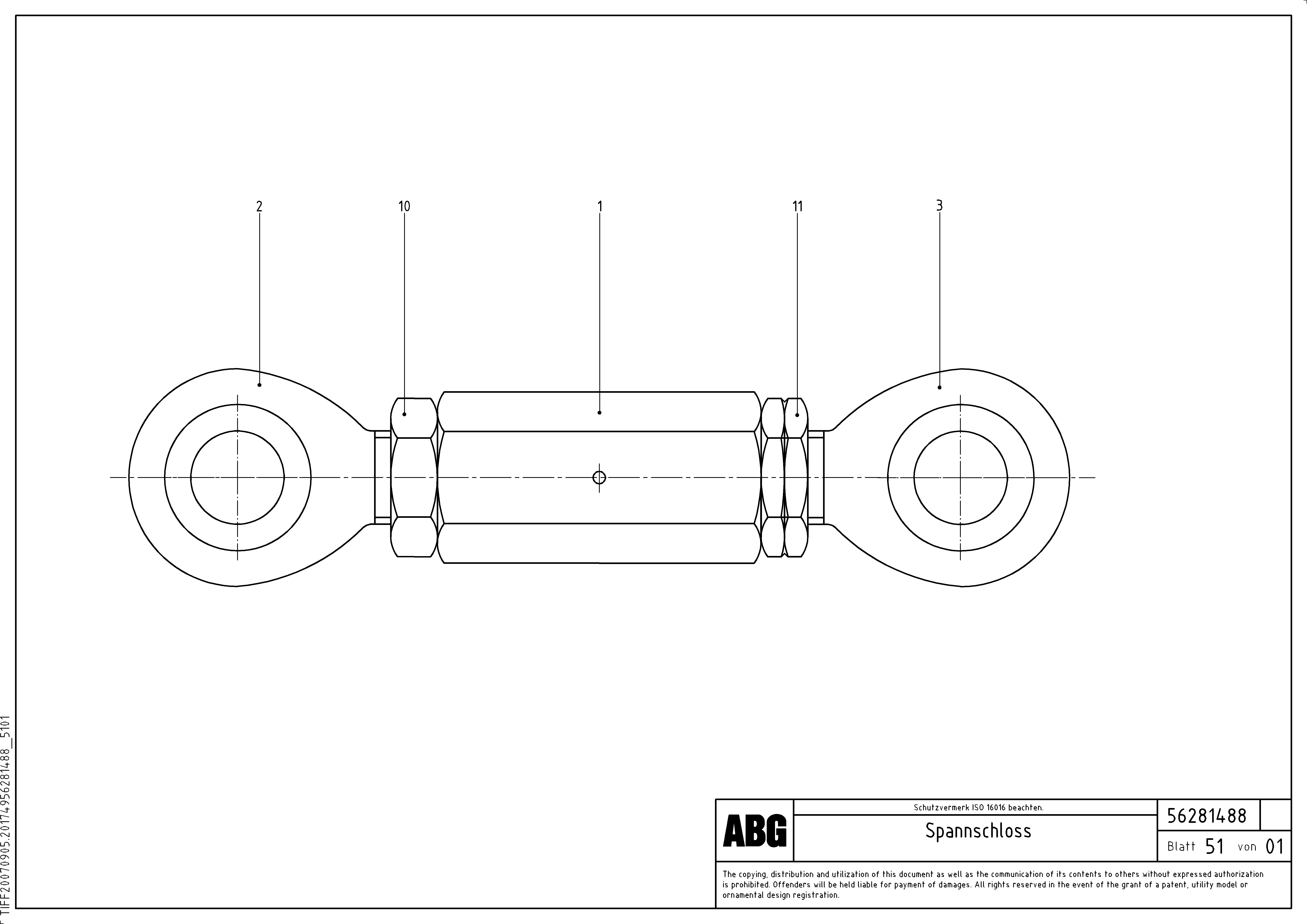 Схема запчастей Volvo ABG7820B - 86598 Turnbuckle joint for towing arms VDT 121 ATT. SCREED 2,5 - 9,0 M ABG7820/ABG7820B