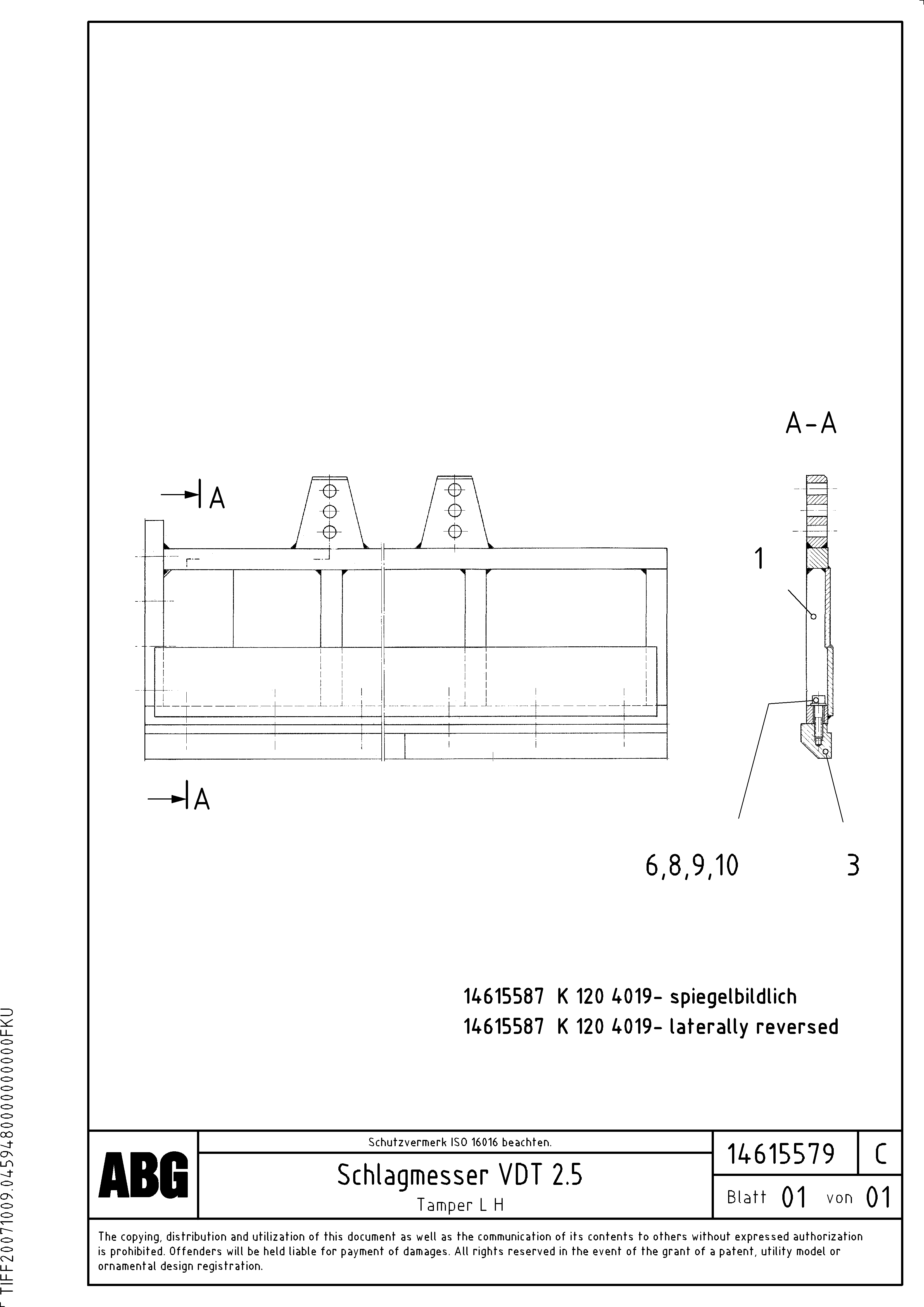Схема запчастей Volvo ABG7820B - 90391 Tamper for basic screed VDT 121 ATT. SCREED 2,5 - 9,0 M ABG7820/ABG7820B