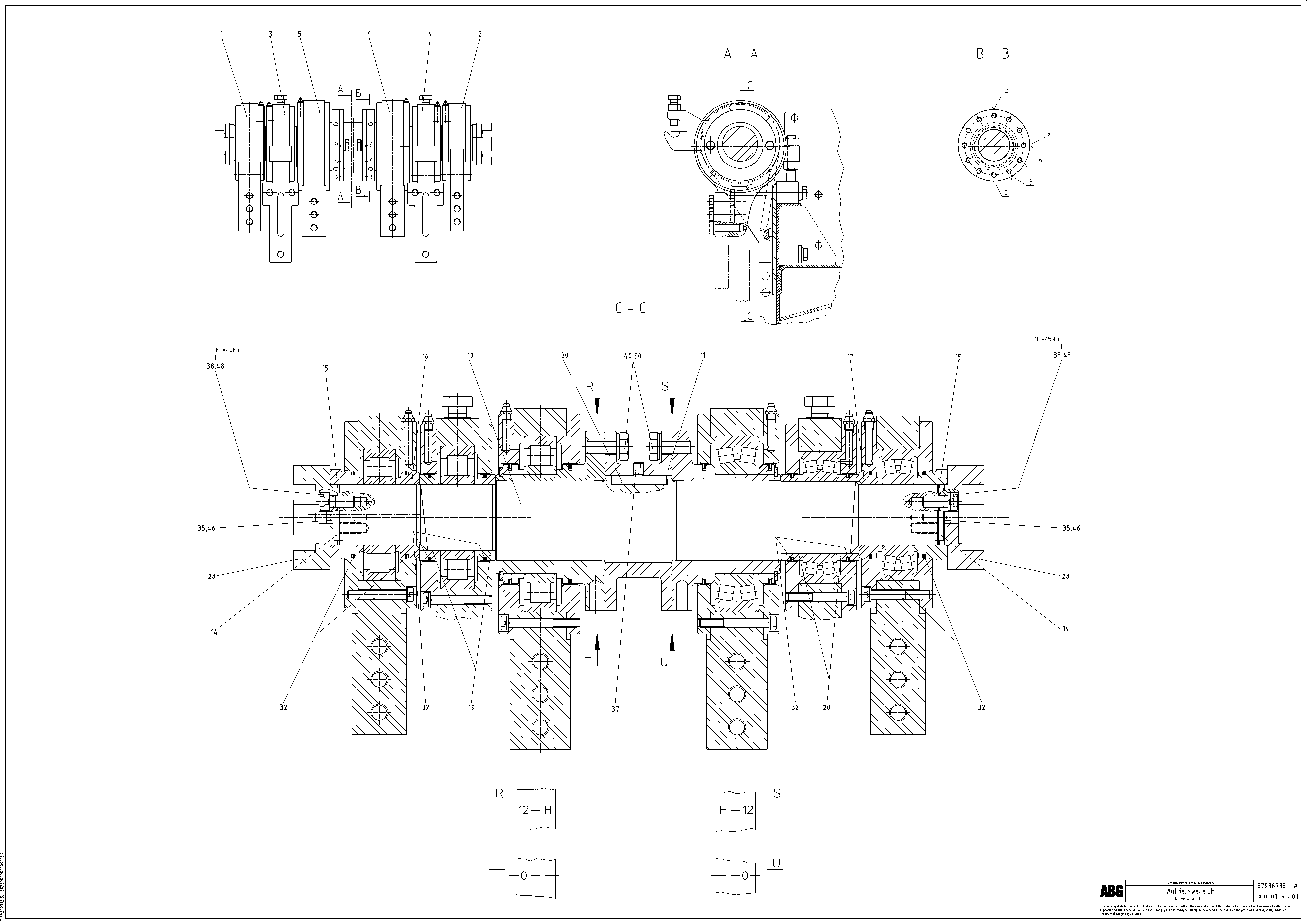 Схема запчастей Volvo ABG7820B - 93704 Tamper drive shaft for extension VDT 121 ATT. SCREED 2,5 - 9,0 M ABG7820/ABG7820B
