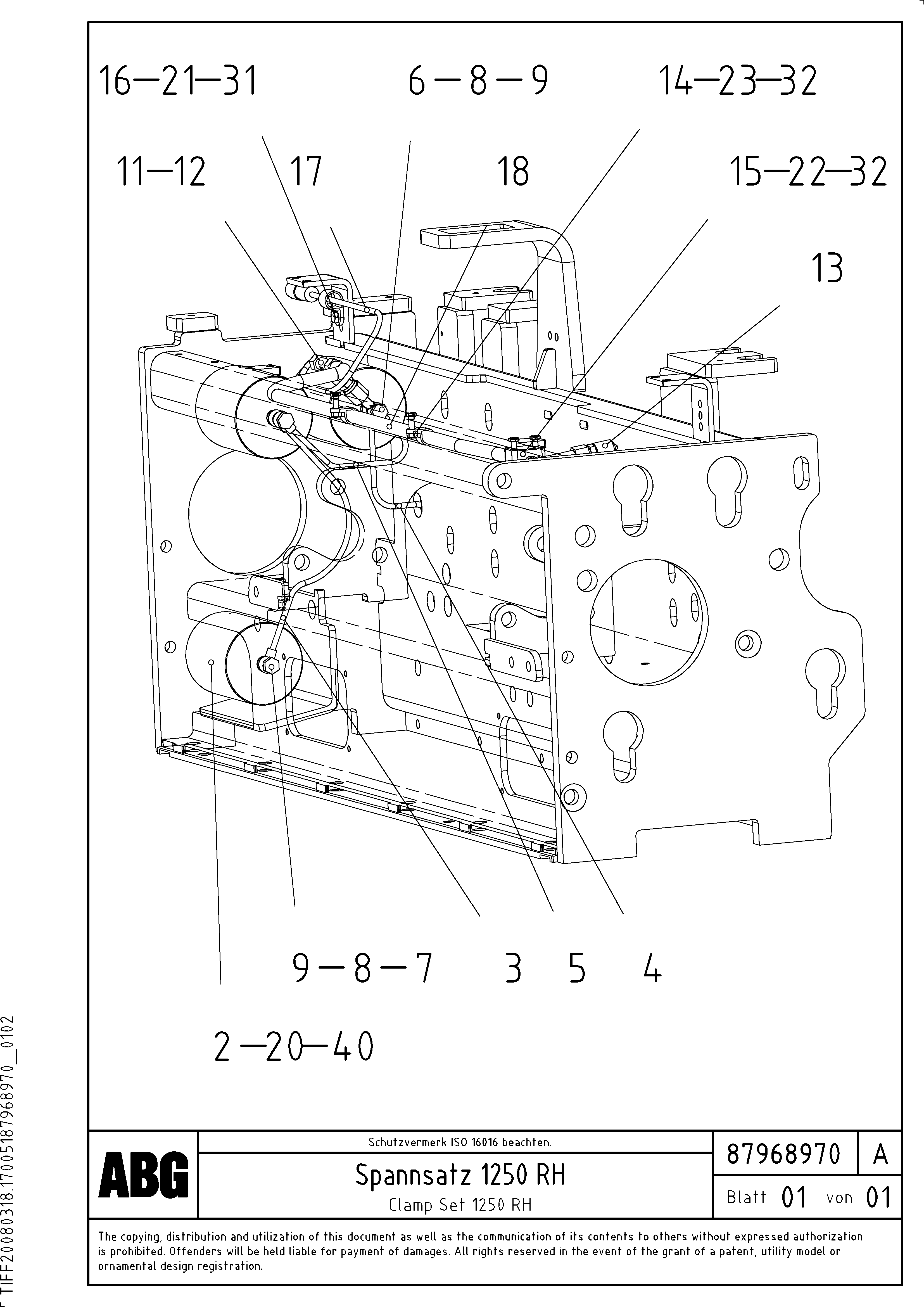 Схема запчастей Volvo ABG7820B - 71935 Clamp set for extension VB 78 ETC ATT. SCREED 2,5 - 9,0 M ABG5820/6820/7820/7820B