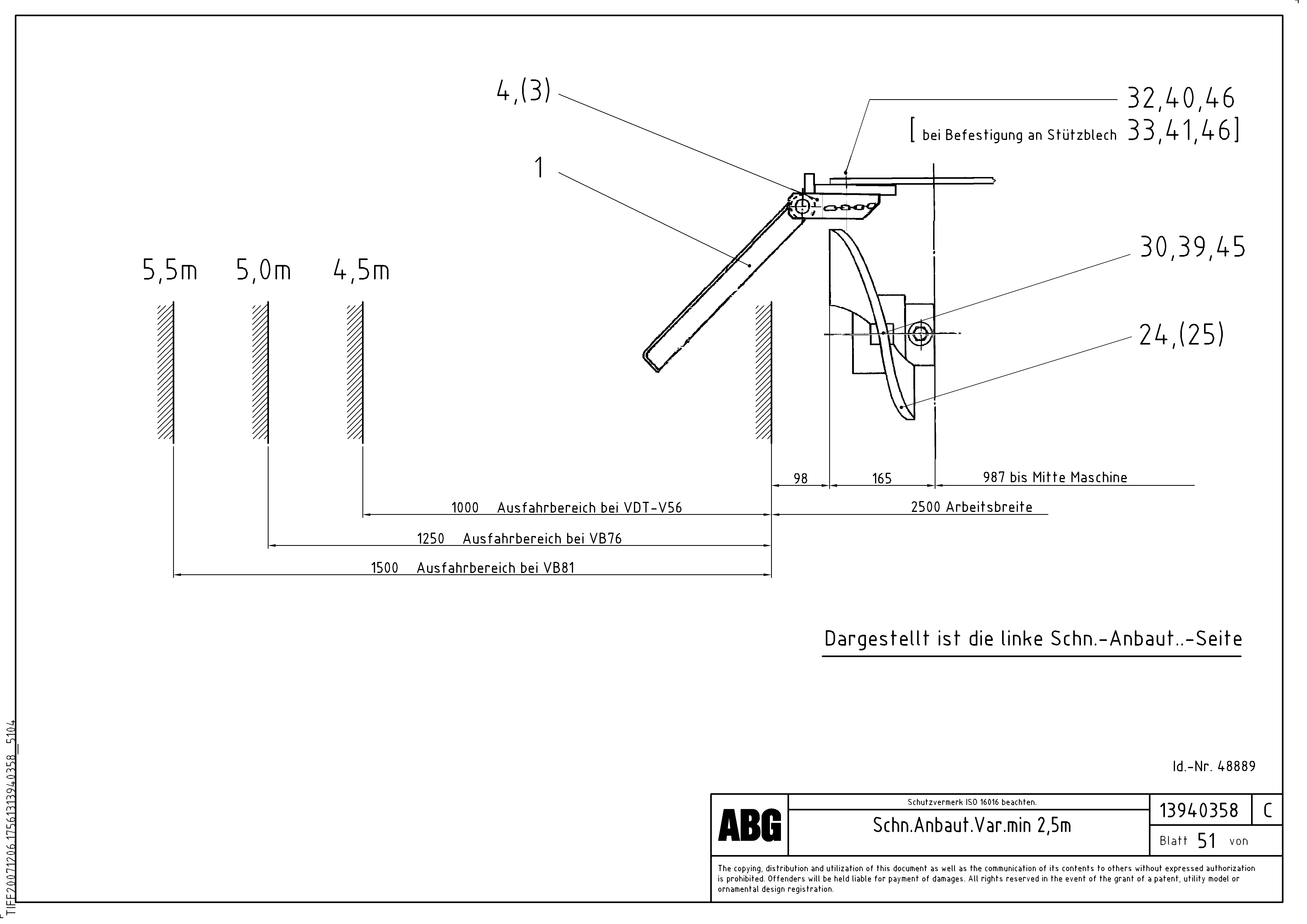 Схема запчастей Volvo ABG7820B - 68616 Auger extension, Variomatic VB 88 GTC ATT. SCREEDS 3,0 -10,0M ABG6820, ABG7820/ABG7820B