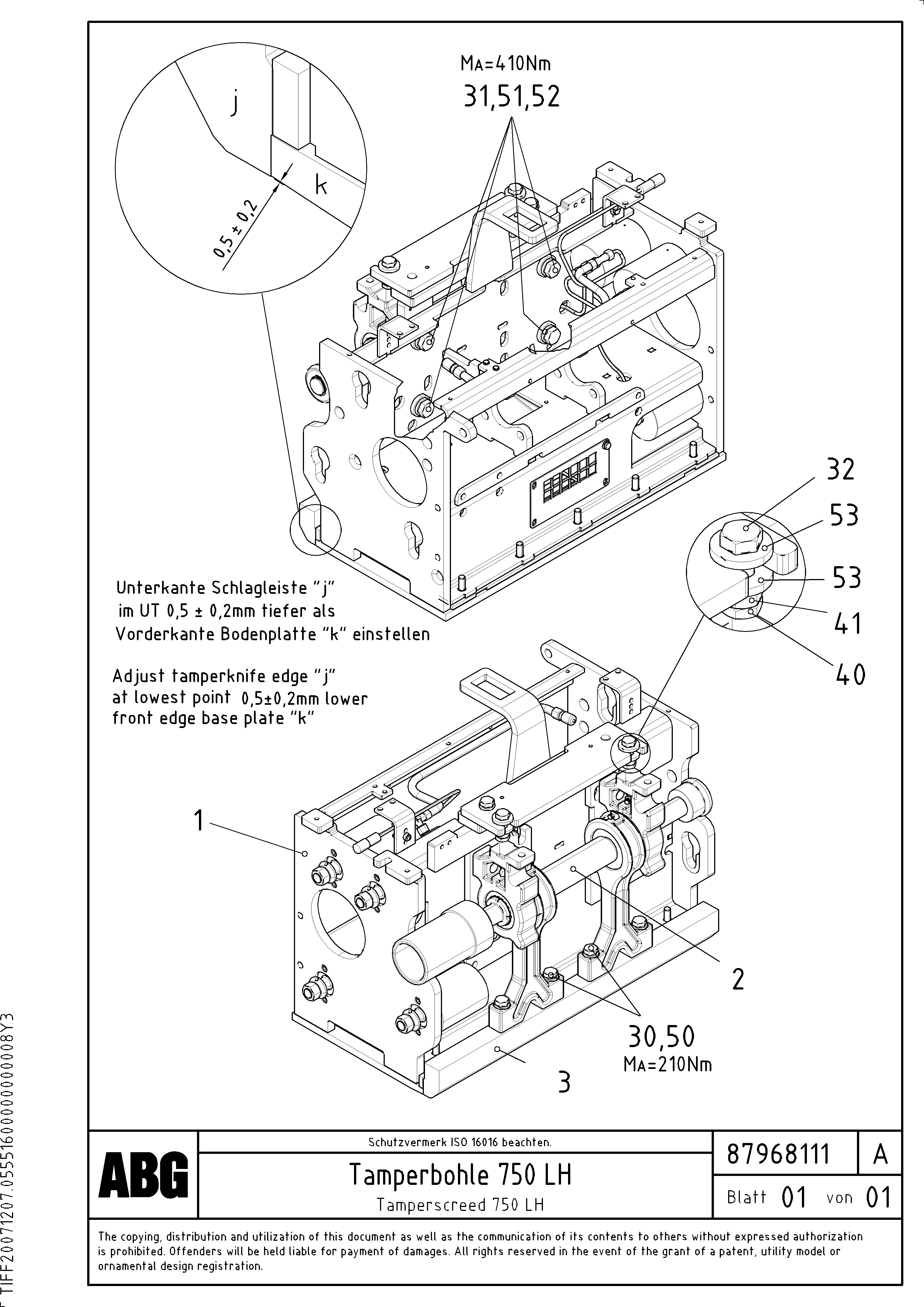 Схема запчастей Volvo ABG7820B - 72051 Tamper screed for extension VB 88 GTC ATT. SCREEDS 3,0 -10,0M ABG6820, ABG7820/ABG7820B