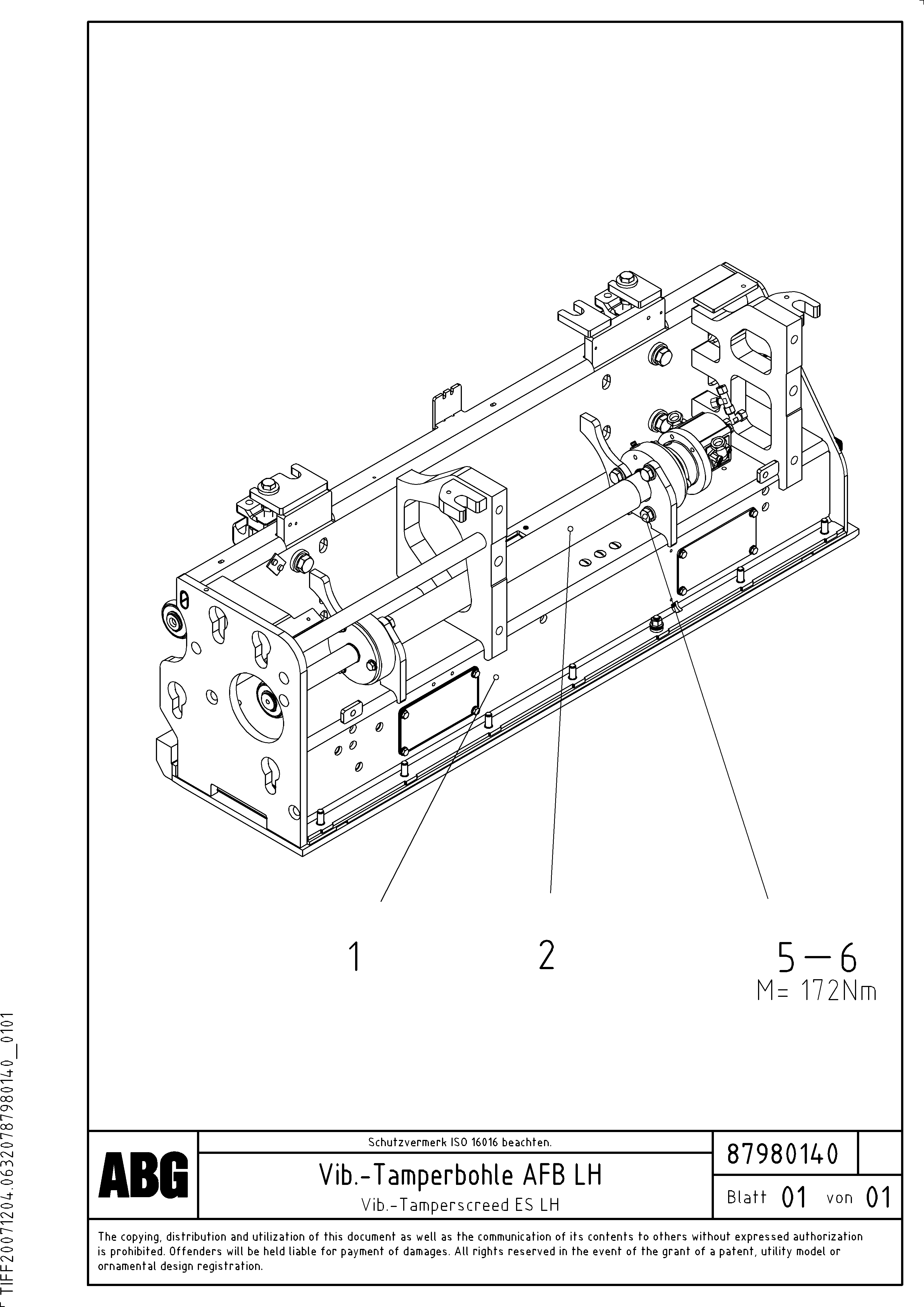 Схема запчастей Volvo ABG7820B - 68361 Vib.-tamperscreed for extension VB 88 GTC ATT. SCREEDS 3,0 -10,0M ABG6820, ABG7820/ABG7820B