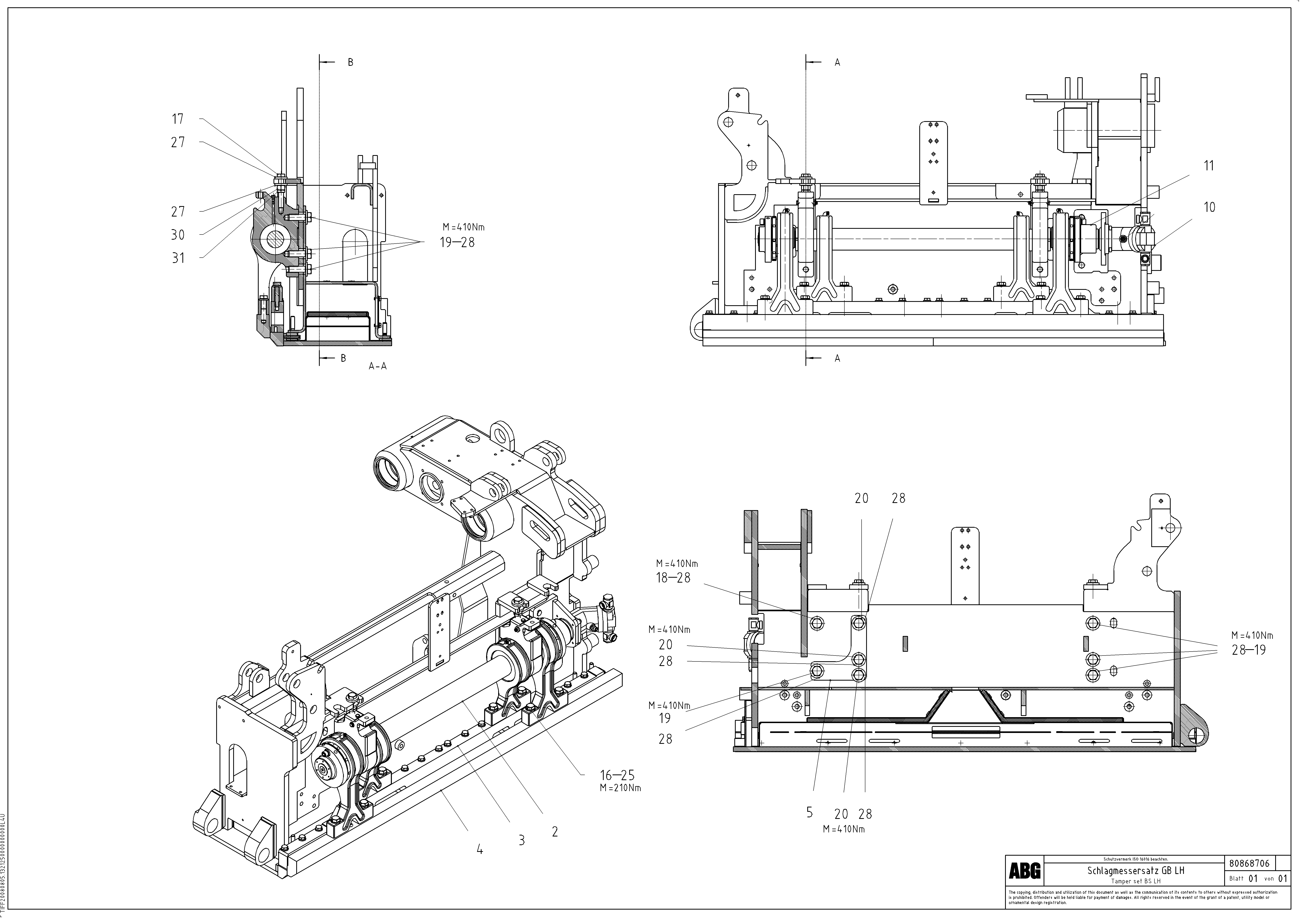 Схема запчастей Volvo ABG7820B - 73515 Tamper set for basic screed VDT-V 88 GTC ATT. SCREEDS 3,0 - 9,0M ABG7820/ABG780B