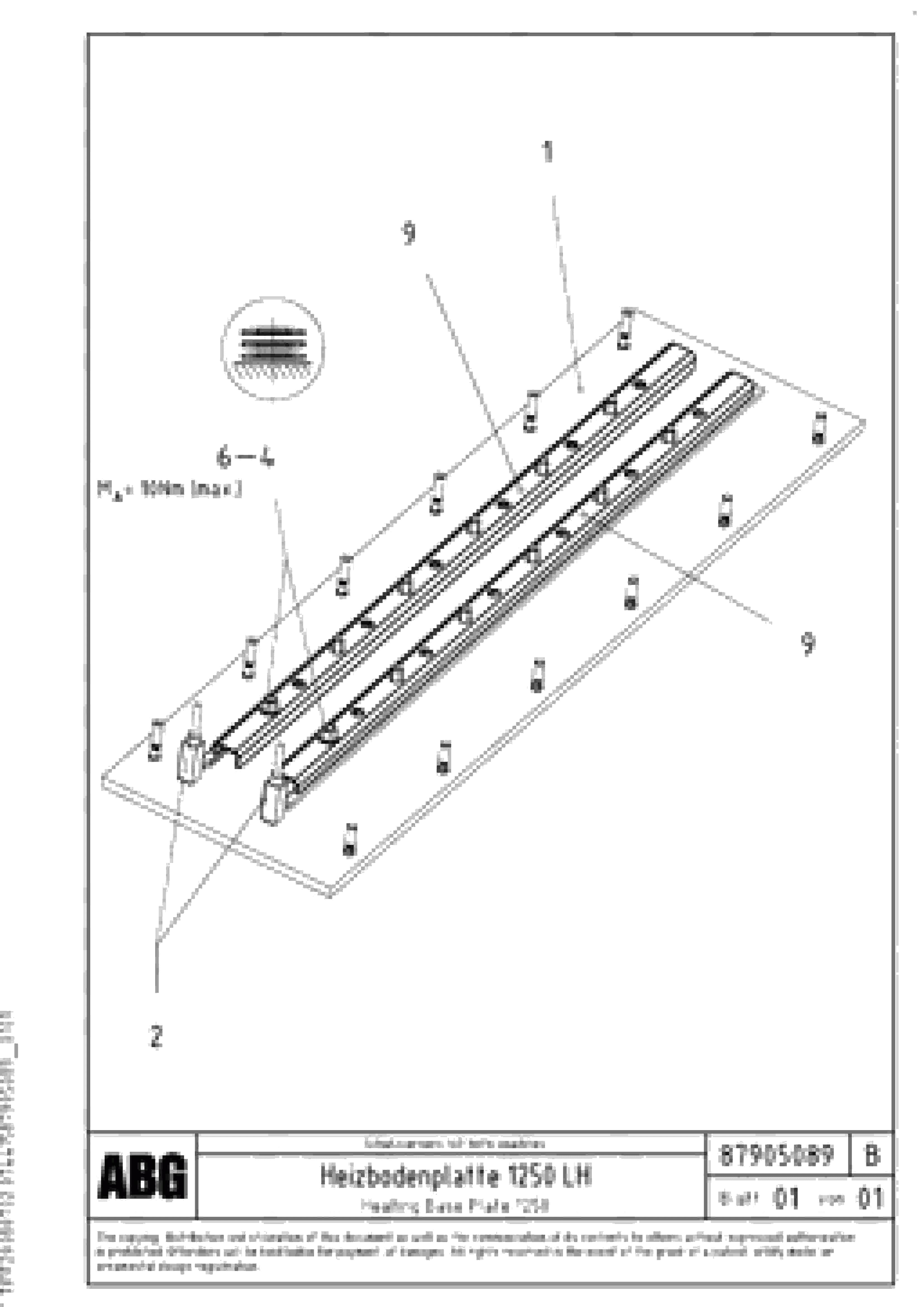 Схема запчастей Volvo ABG7820B - 72157 Heating base plate for extension VDT-V 88 ETC ATT. SCREEDS 3,0 - 9,0M ABG7820, ABG7820B