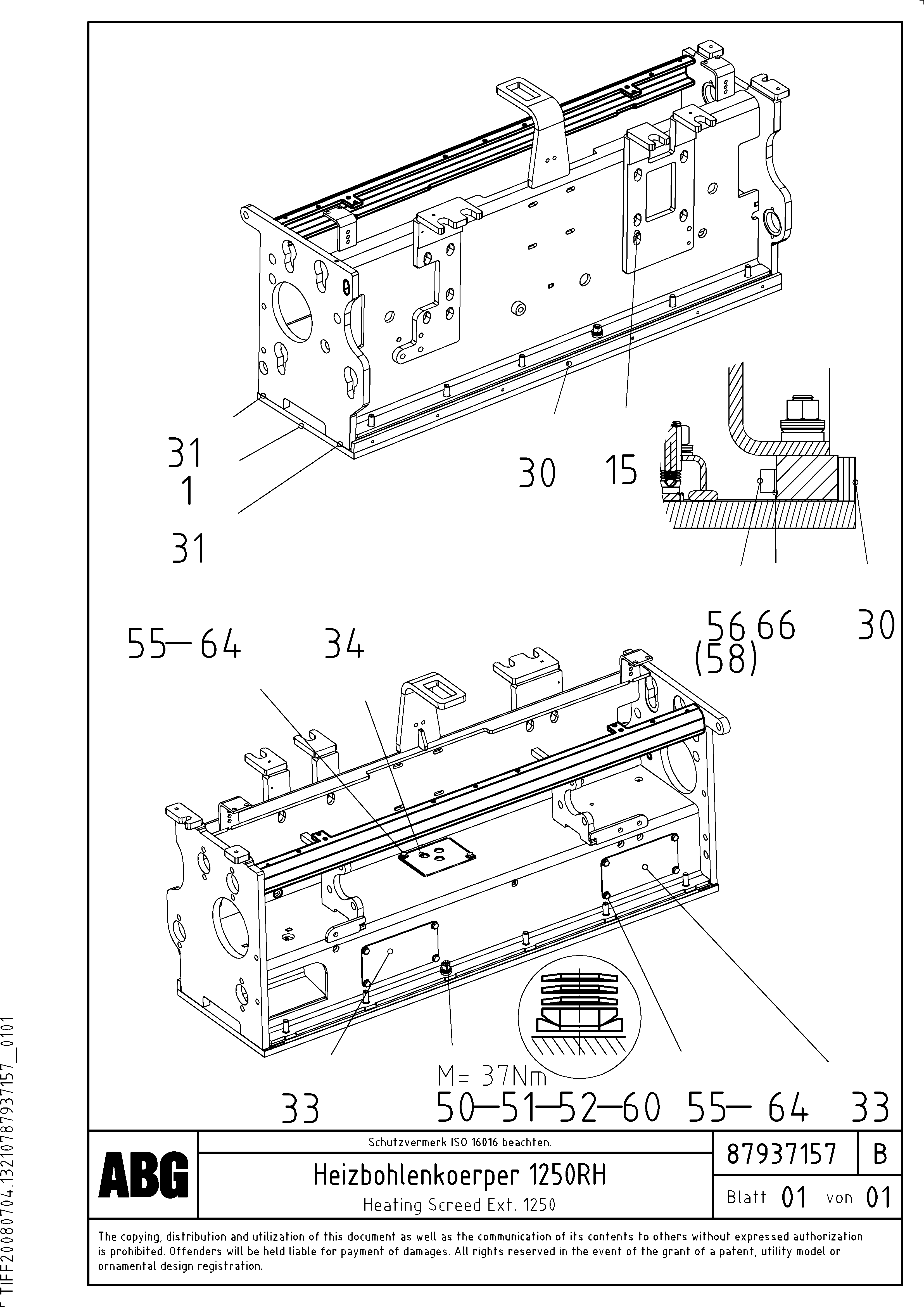 Схема запчастей Volvo ABG7820B - 77234 Heating screed extension VDT-V 88 ETC ATT. SCREEDS 3,0 - 9,0M ABG7820, ABG7820B