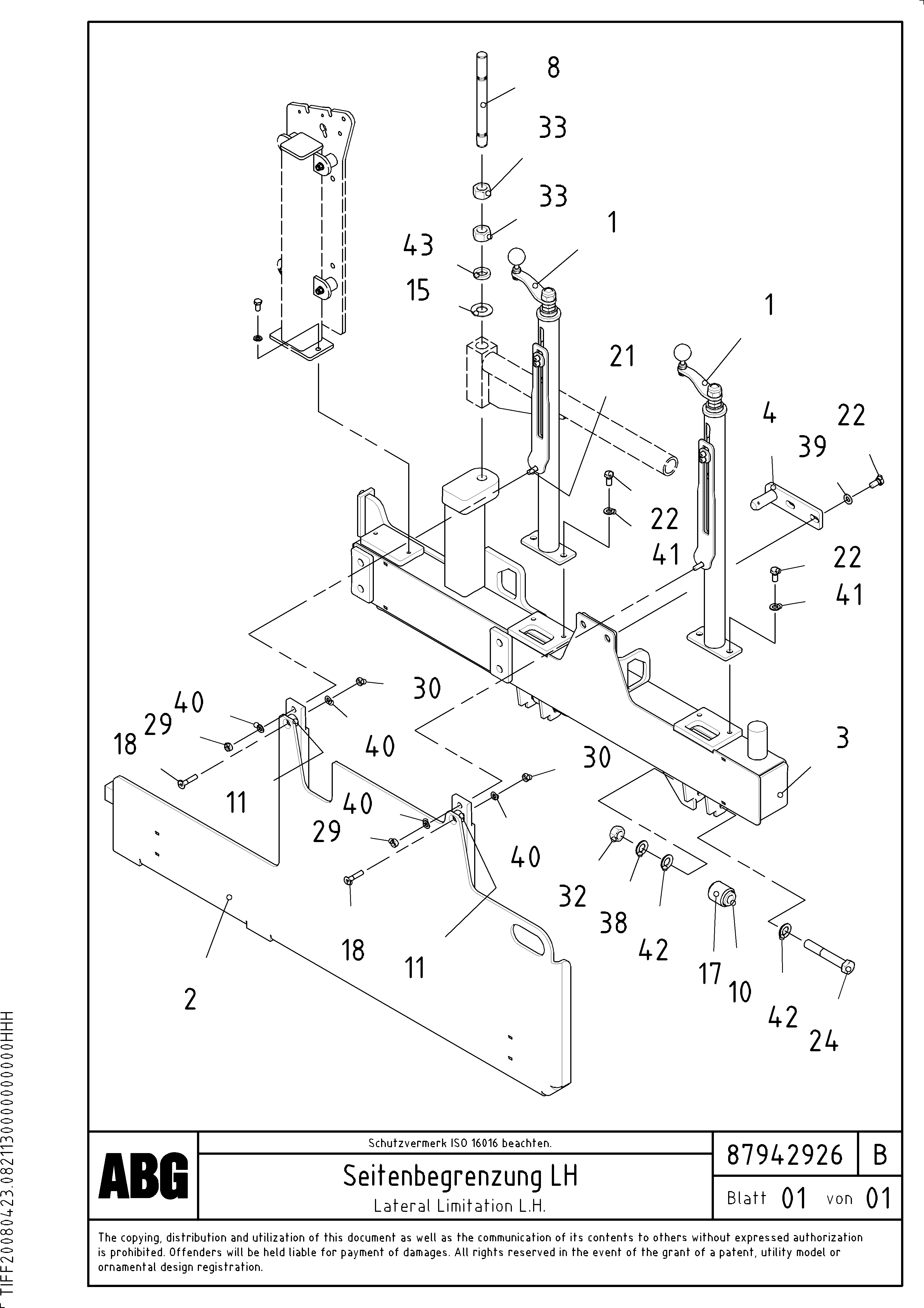 Схема запчастей Volvo ABG7820B - 74328 Lateral limitation MB 122 ATT. SCREEDS 2,5 -10,0M ABG7820, ABG7820B