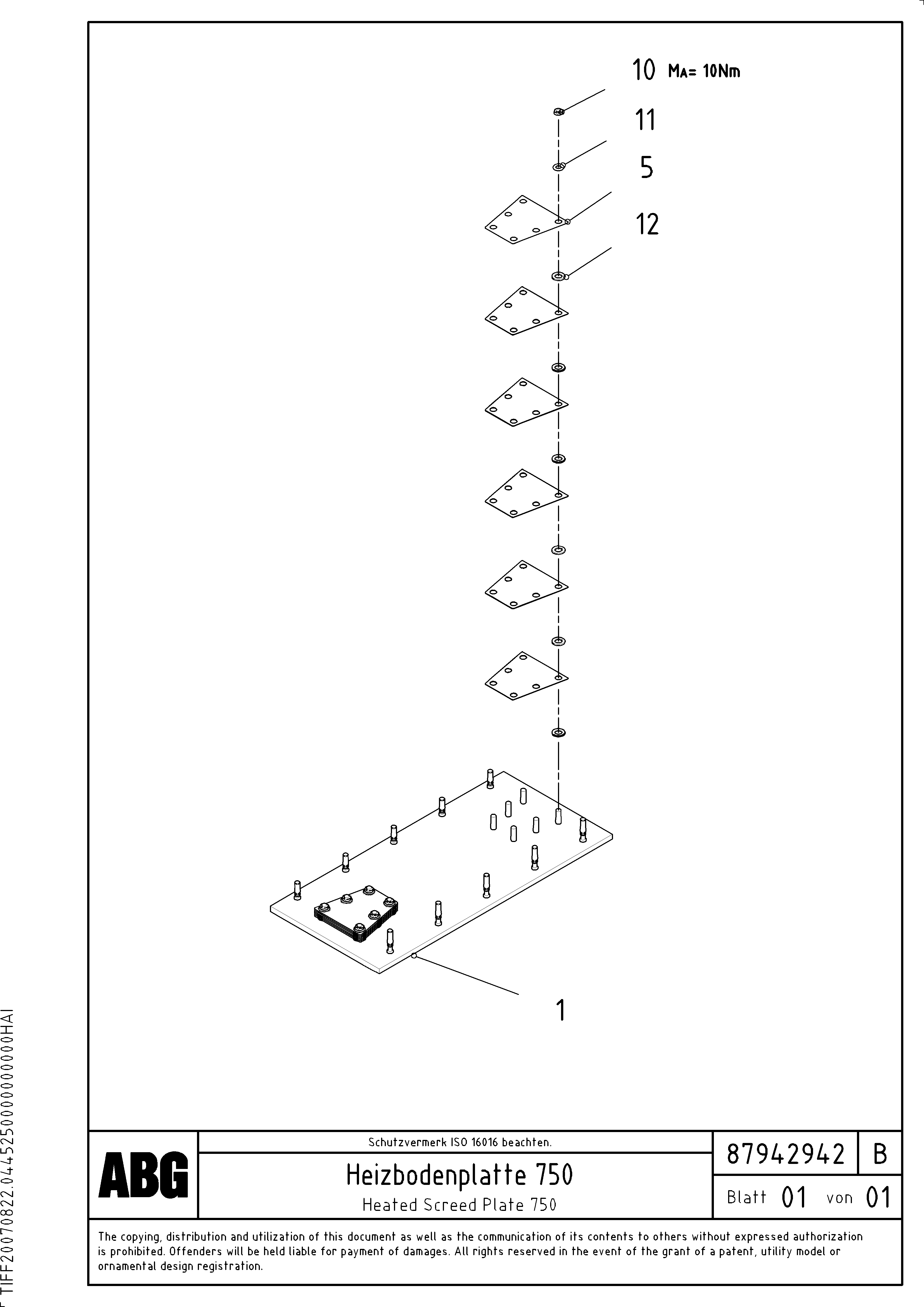 Схема запчастей Volvo ABG7820B - 72365 Heated base plate for extension VB 78 GTC ATT. SCREEDS 2,5 - 9,0M ABG5820/6820/7820/7820B