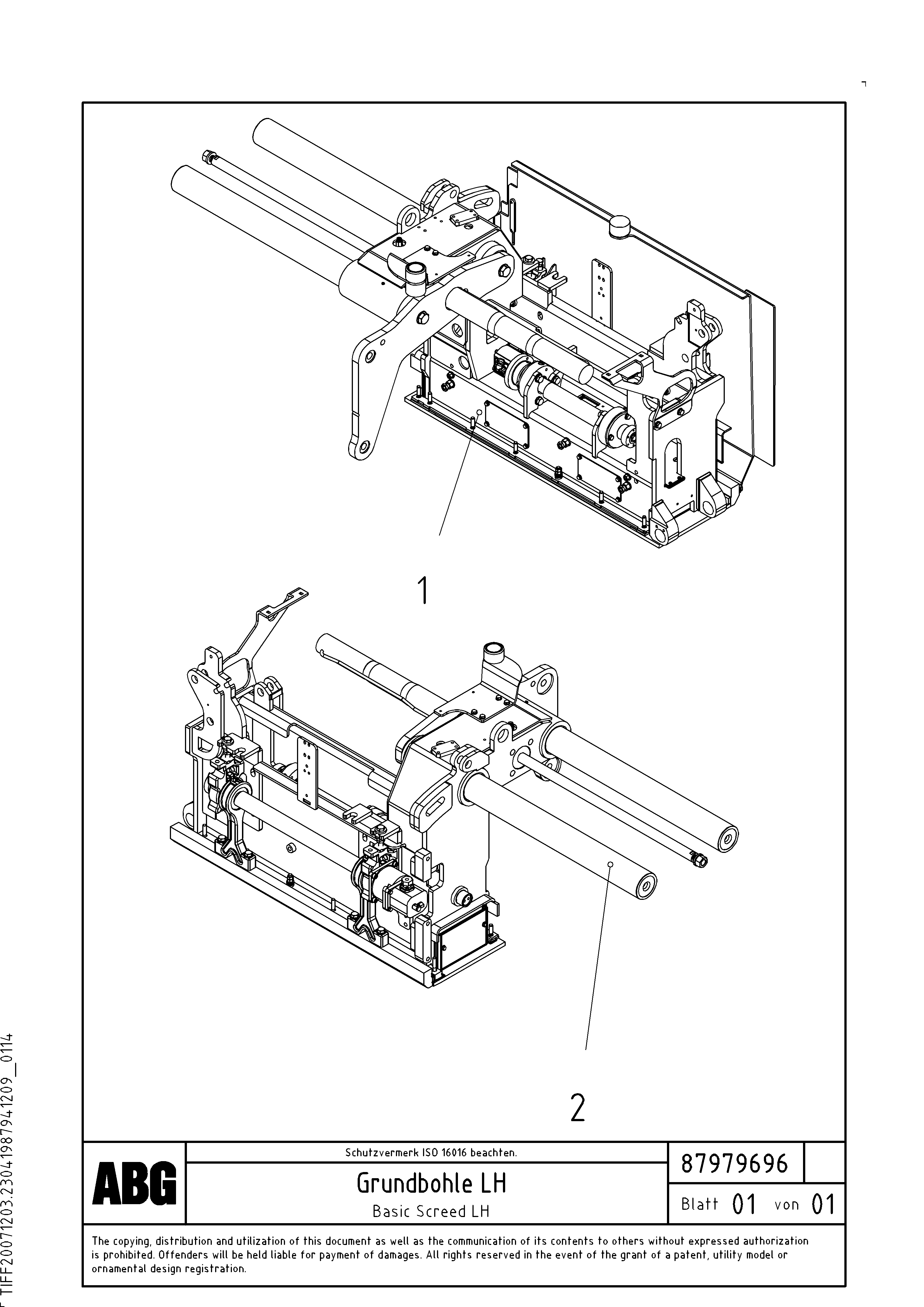 Схема запчастей Volvo ABG7820B - 73121 Basic screed VB 78 GTC ATT. SCREEDS 2,5 - 9,0M ABG5820/6820/7820/7820B