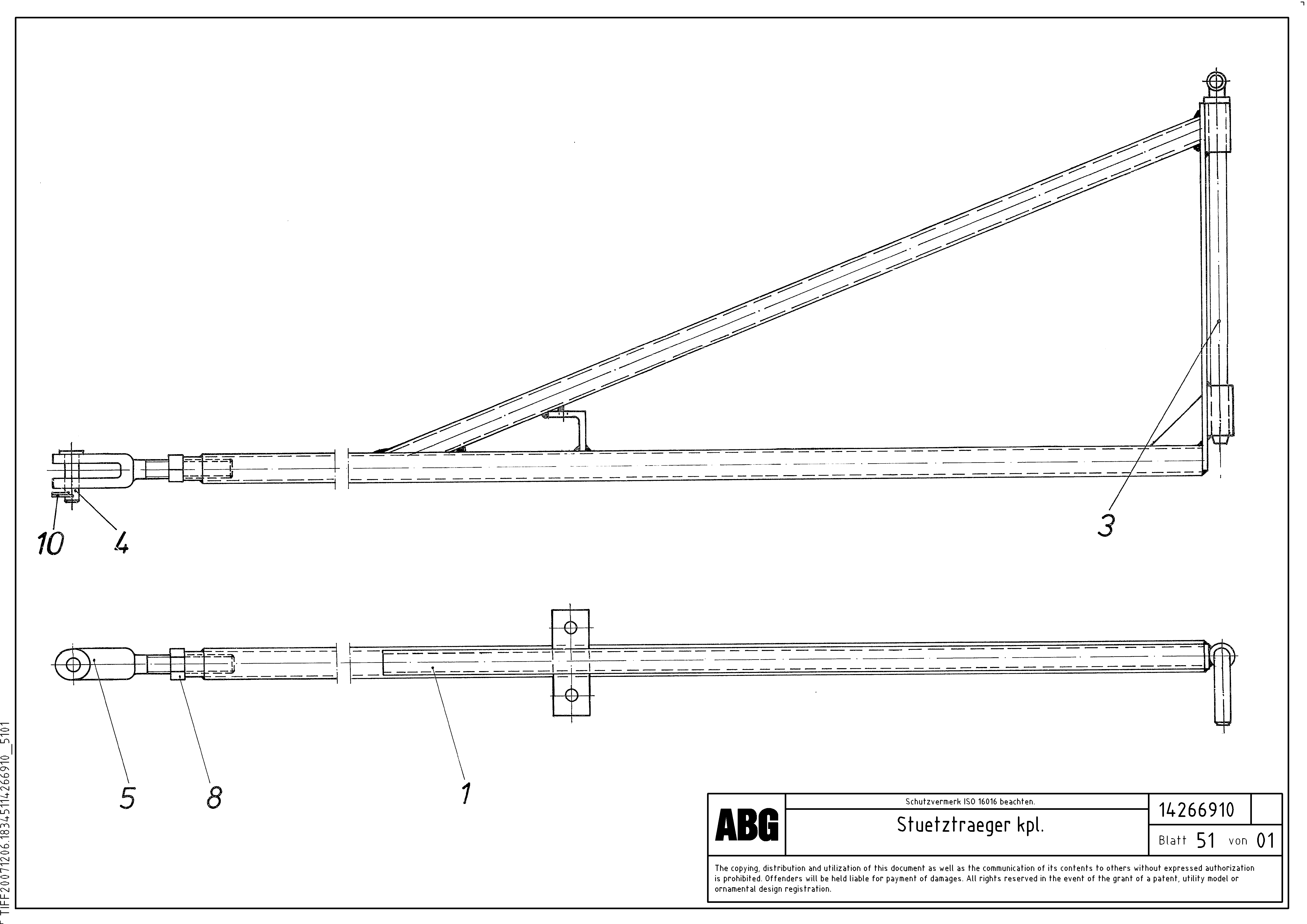 Схема запчастей Volvo ABG7820B - 34915 Brace assembly for auger extension VDT-V 78 GTC ATT. SCREEDS 2,5 - 9,0M ABG6820,ABG7820,ABG7820B