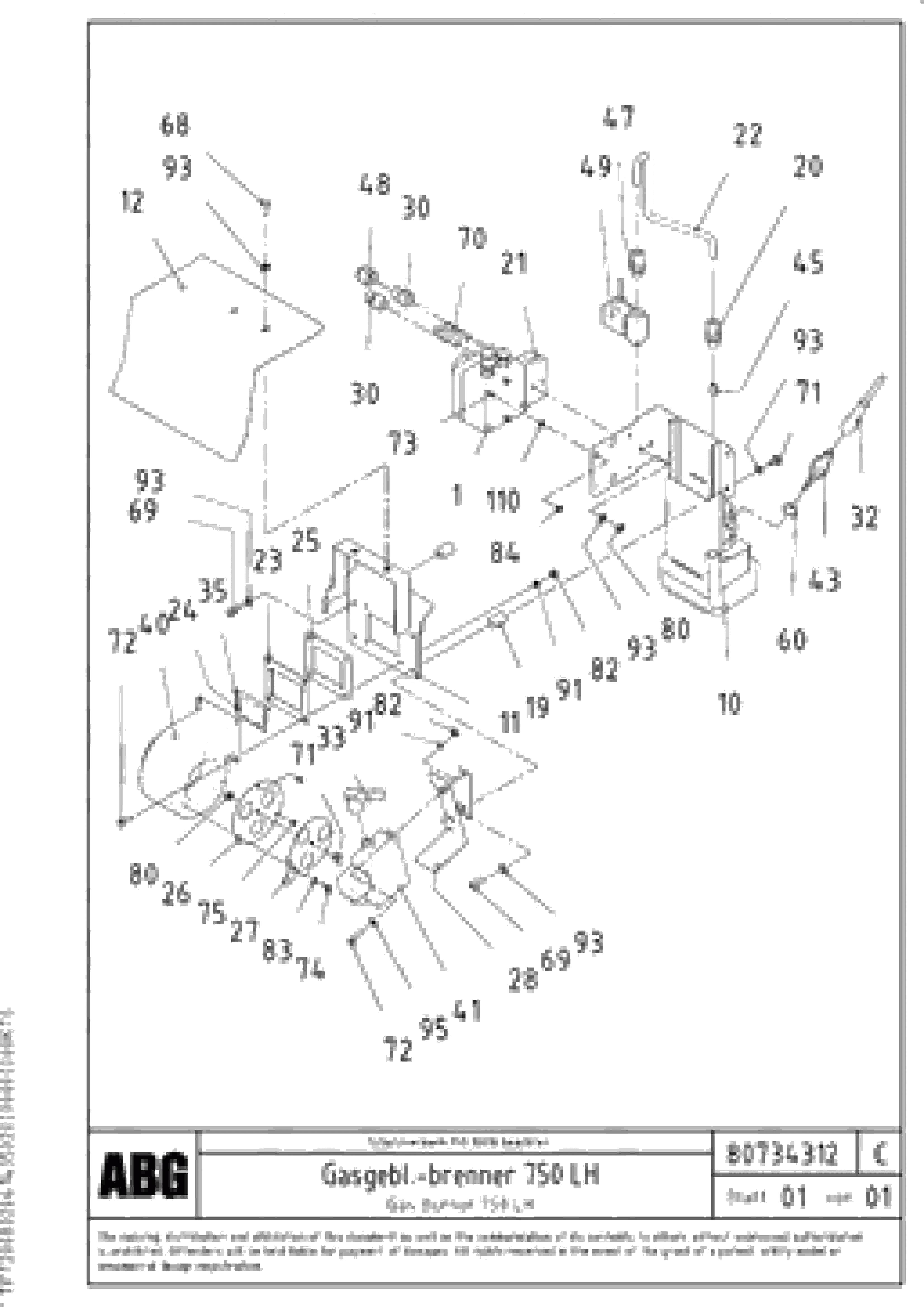 Схема запчастей Volvo ABG7820B - 70058 Gas burner for extension VDT-V 78 GTC ATT. SCREEDS 2,5 - 9,0M ABG6820,ABG7820,ABG7820B