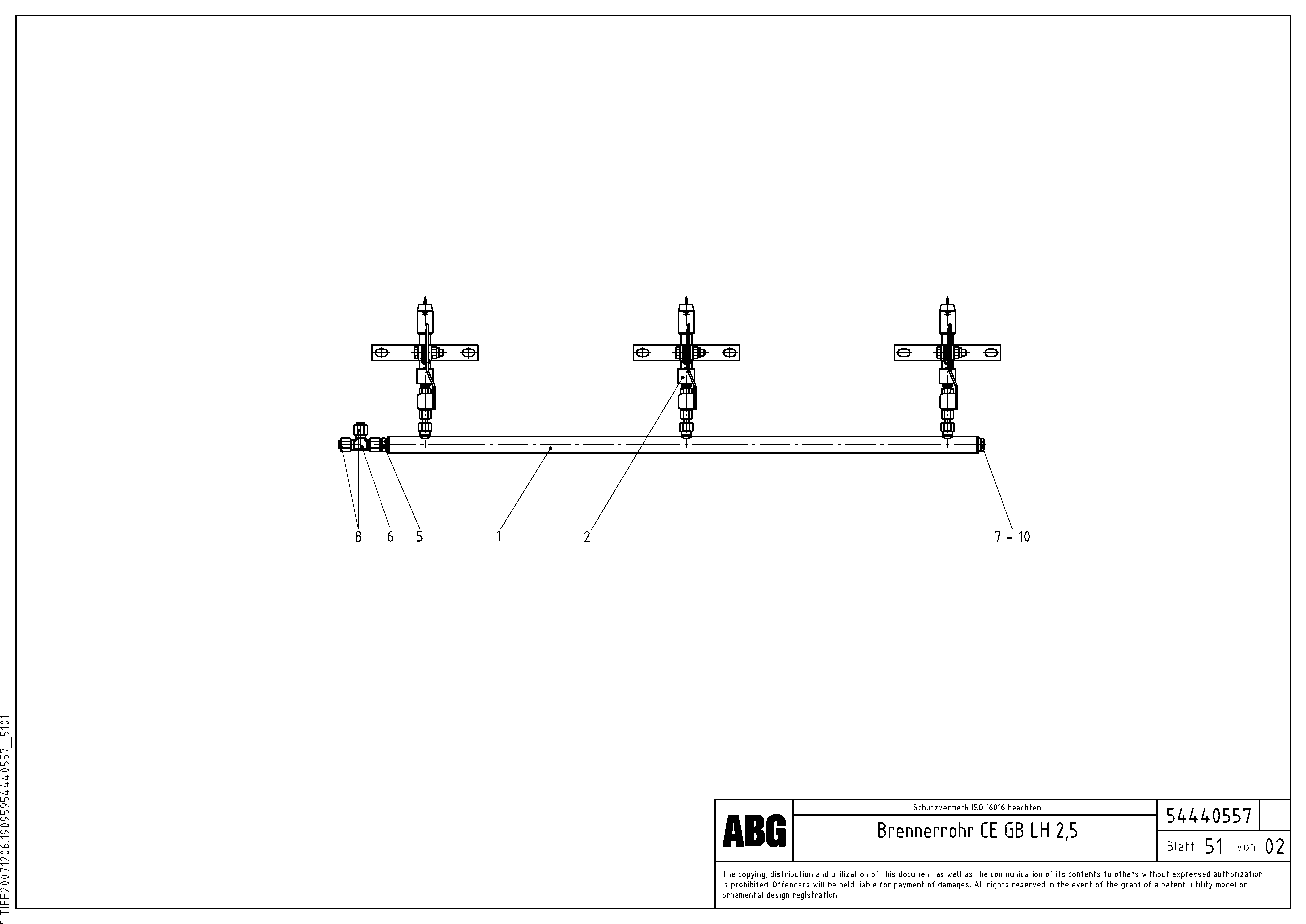 Схема запчастей Volvo ABG7820B - 94865 Burner tube for basic screed VDT 121 ATT. SCREED 2,5 - 9,0 M ABG7820/ABG7820B