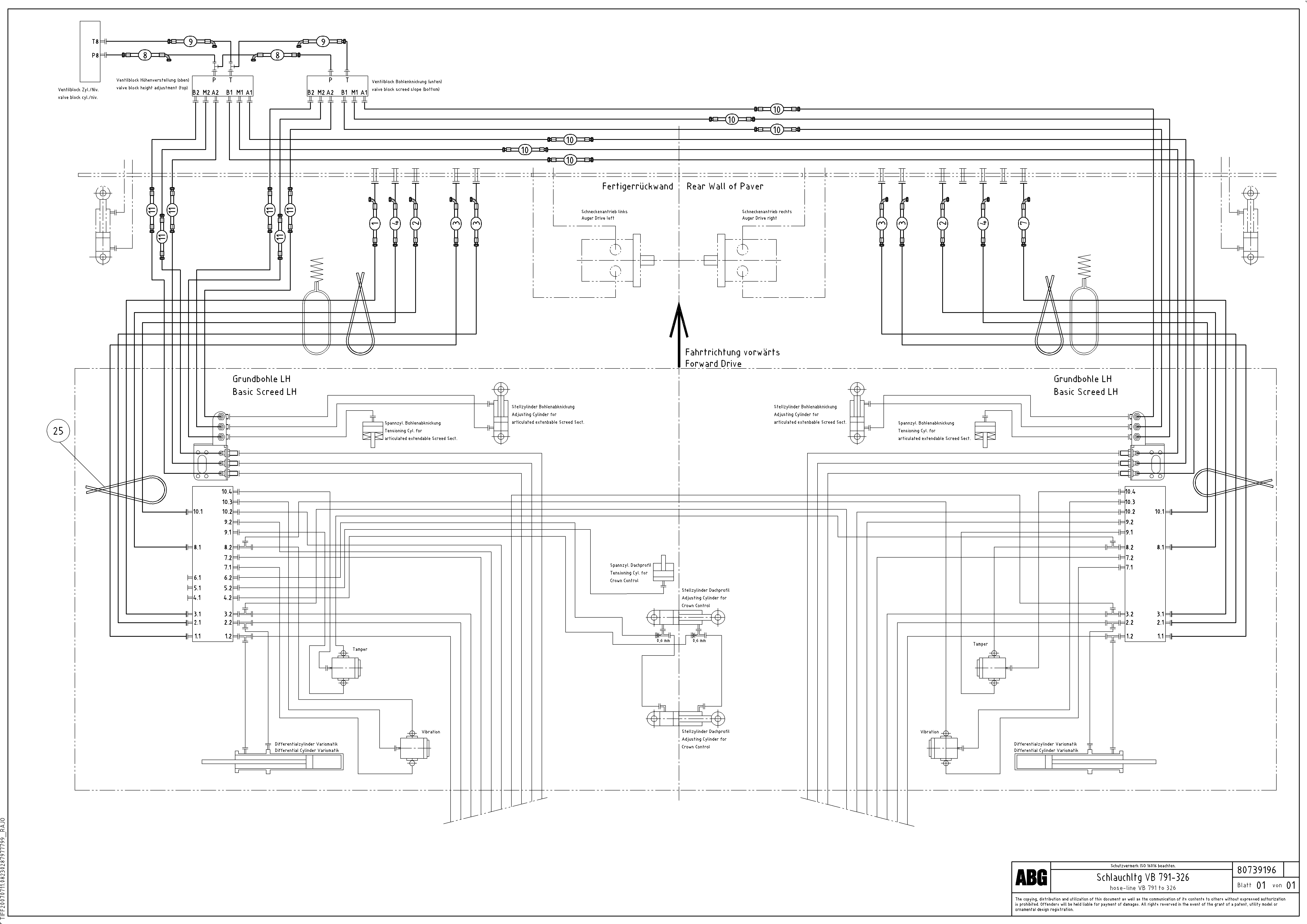 Схема запчастей Volvo ABG7820B - 69406 Hose lines from paver to connection block VB 79 ETC ATT. SCREEDS 2,5 - 9,0M ABG7820, ABG7820B