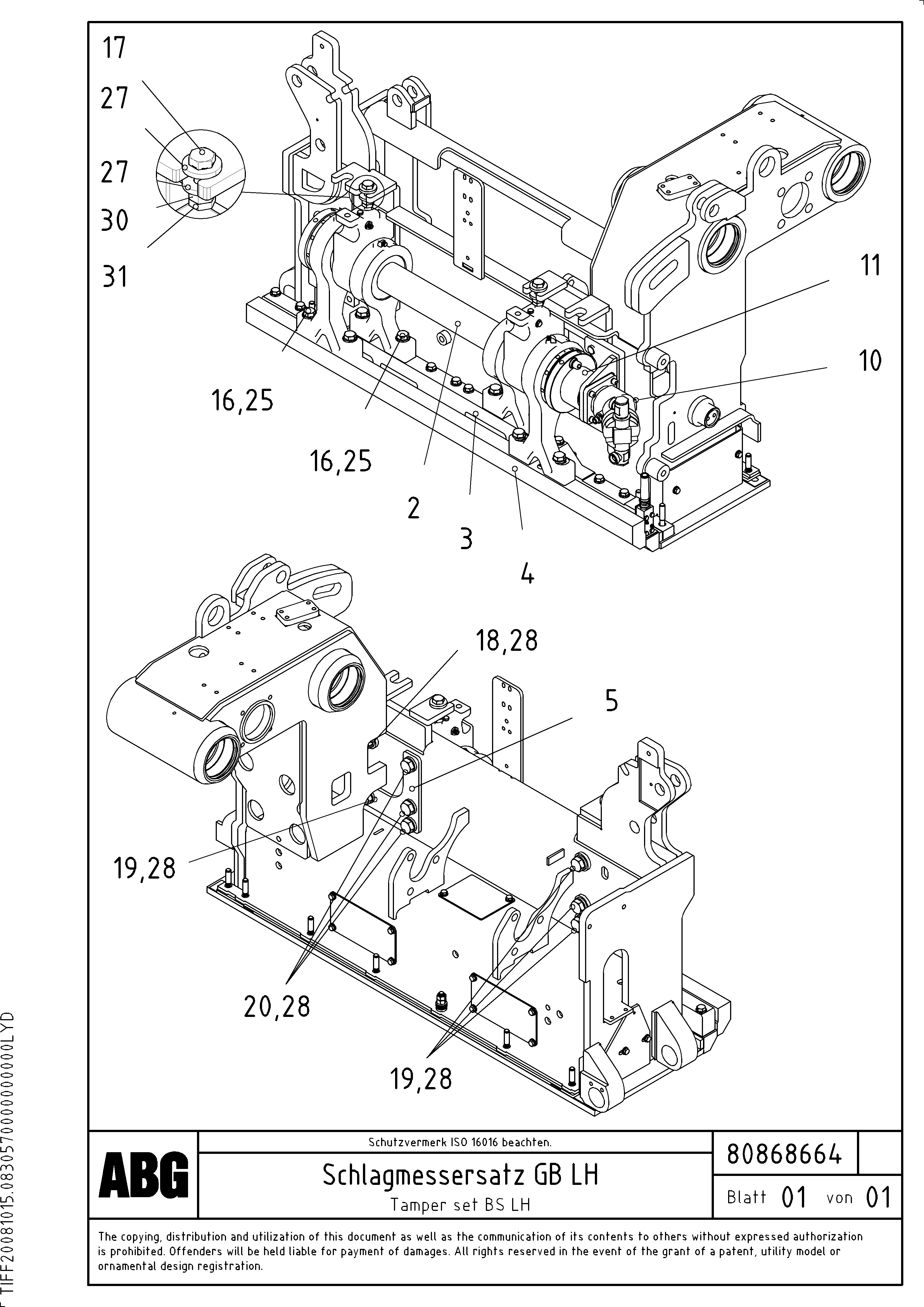 Схема запчастей Volvo ABG7820B - 65540 Tamper set for basic screed VDT-V 89 ETC ATT. SCREEDS 3,0 - 9,0M ABG7820, ABG7820B